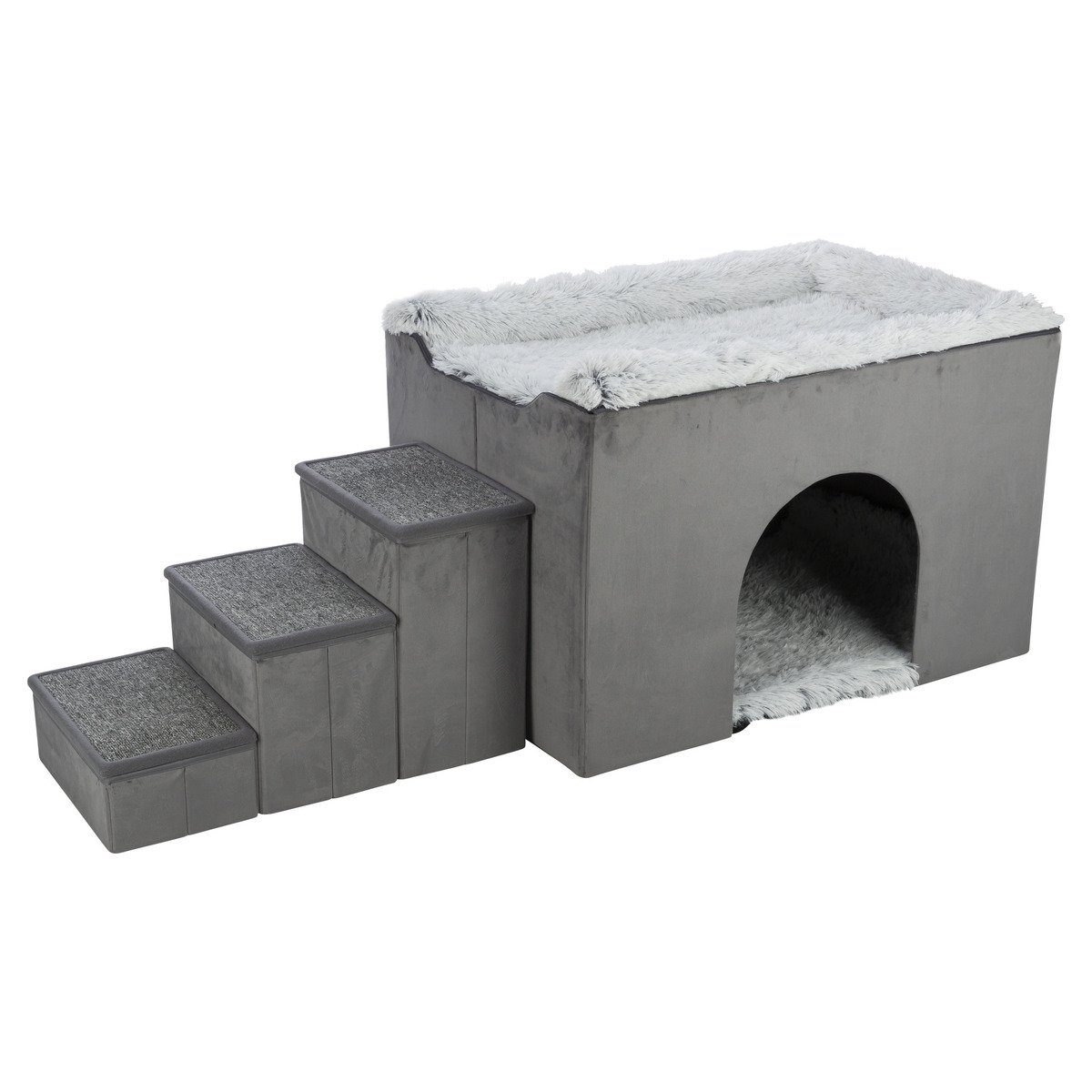 TRIXIE Schlafhöhle Höhle Harvey mit Treppe grau/weiß-schwarz für Hunde günstig online kaufen