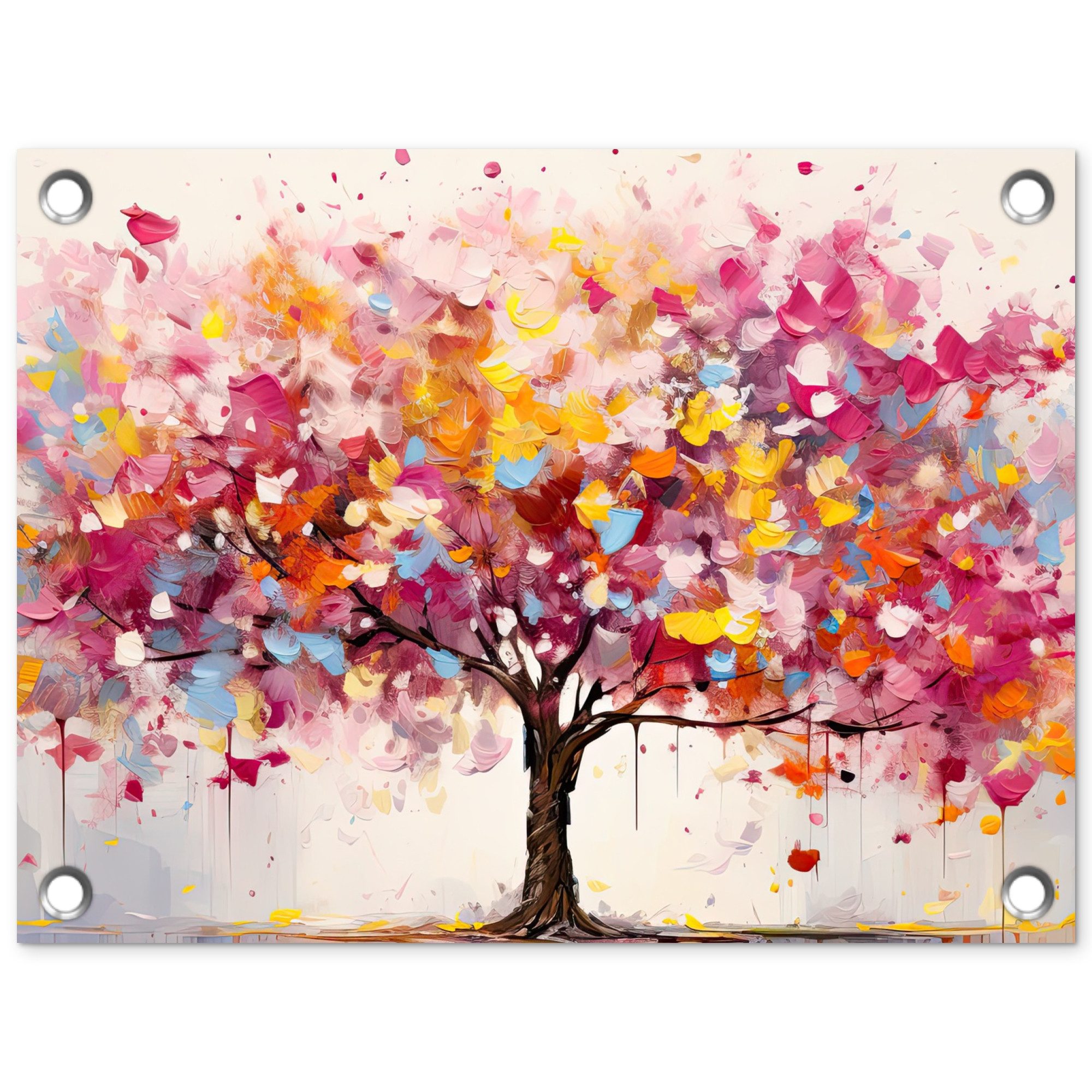 OnlyWow Poster für Garten Aquarell - Baum - Kunst - Abstrakt, Gartenposter, Outdoor Bilder, Gartendekoration Bild, 40x30 cm