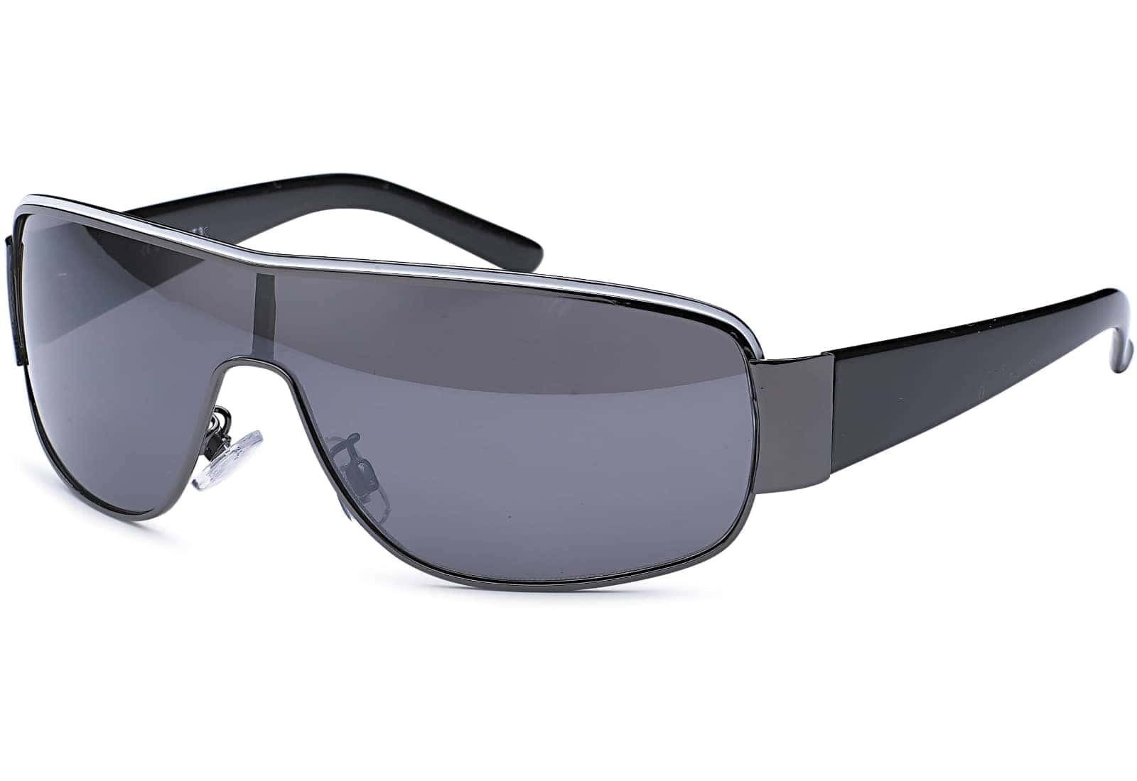 schwarzen (1-St) mit Sonnenbrille Monoscheiben Eyewear Monoscheibensonnenbrille Linsen BEZLIT Schwarz Eloxiert Herren