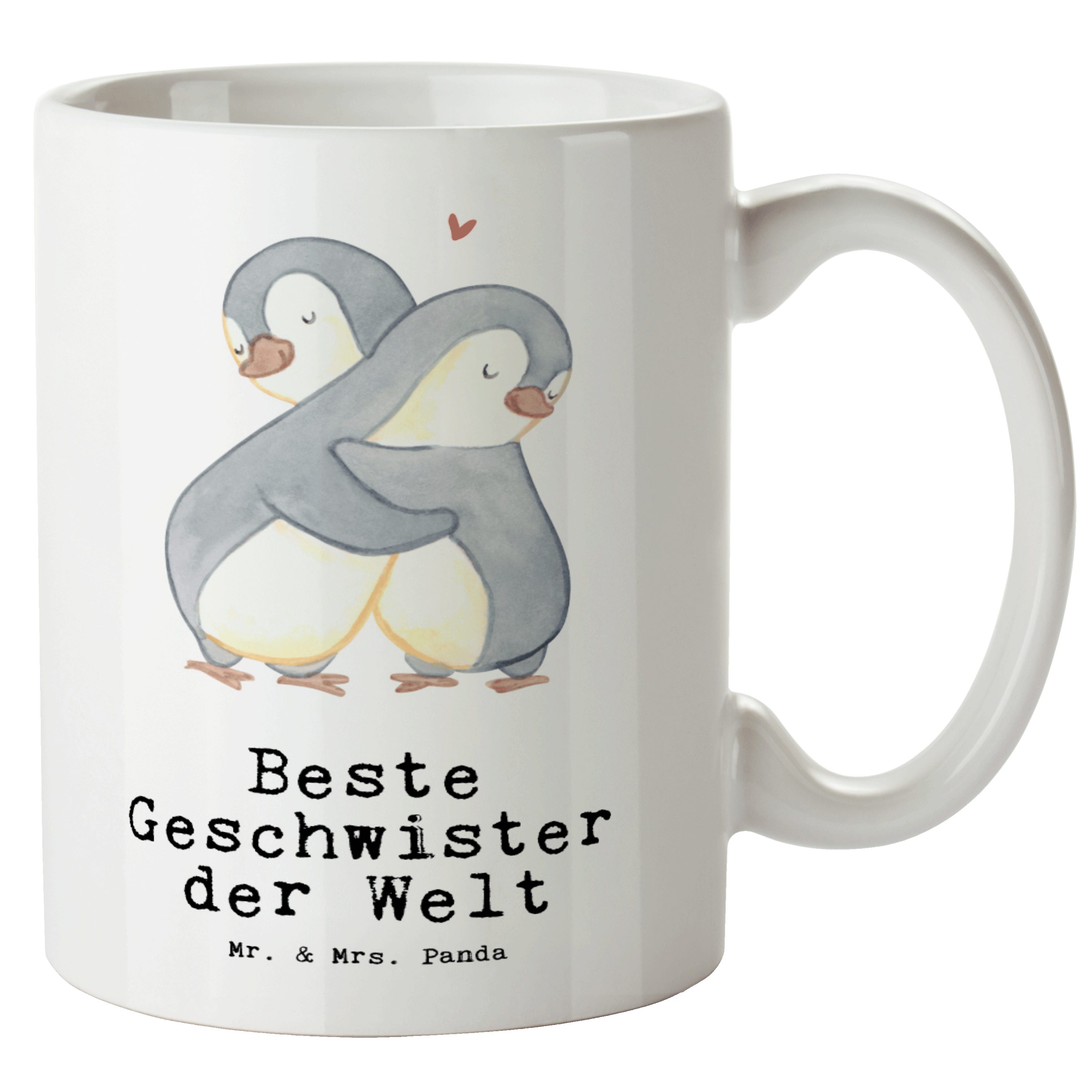 - Beste Geschwister Gesc, Mrs. Pinguin Mr. Geschenk, Tasse Tasse XL - Weiß Welt der Panda & Becher, XL Keramik