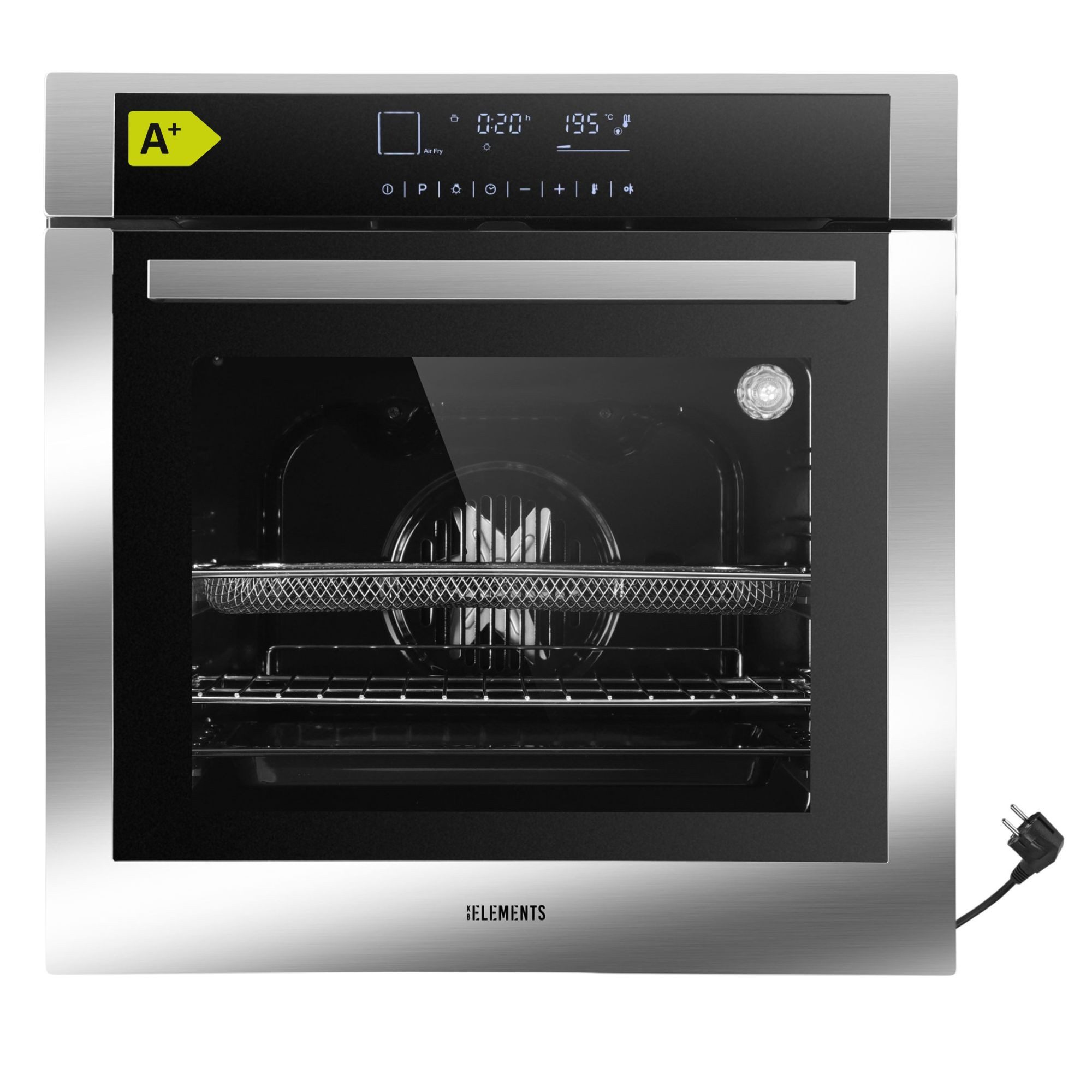 KB Elements Elektro-Herd-Set Einbaubackofen 60 cm mit 5-Zonen Glaskeramik Kochfeld 77 cm, mit 2-fach-Teleskopauszug, AQUA CLEAN, Einbaubackofen Full Touch mit 15 Funktionen, Air Fry Funktion