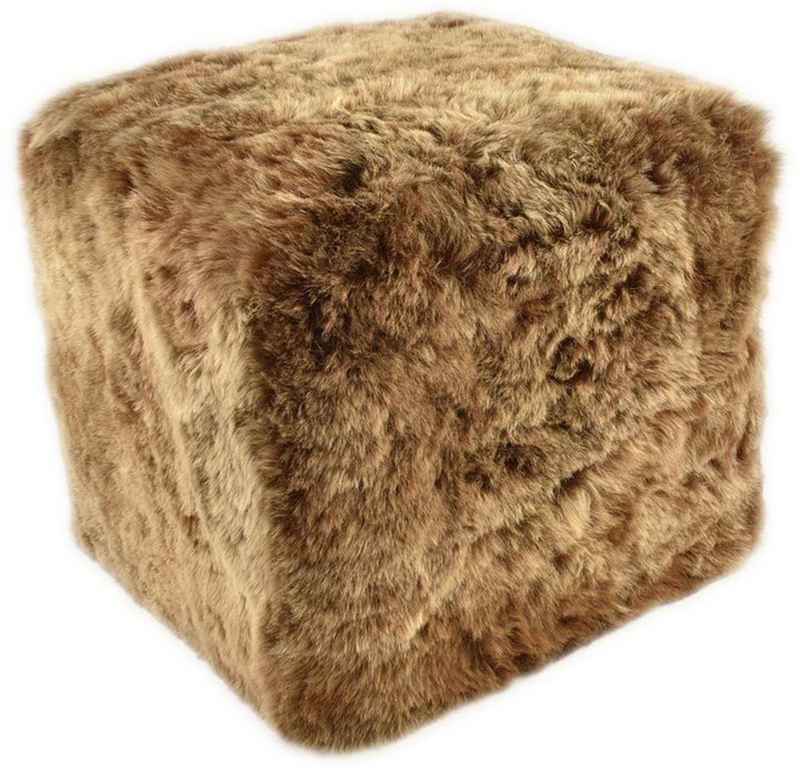 KUHFELL online & NOMAD Hocker Hocker Ottomane Sitzwürfel Pouf echtes Lammfell 40x40x40 cm kurzwollig, Einzelstück, Naturprodukt, Weich, Schmutzabweisend, Pflegeleicht