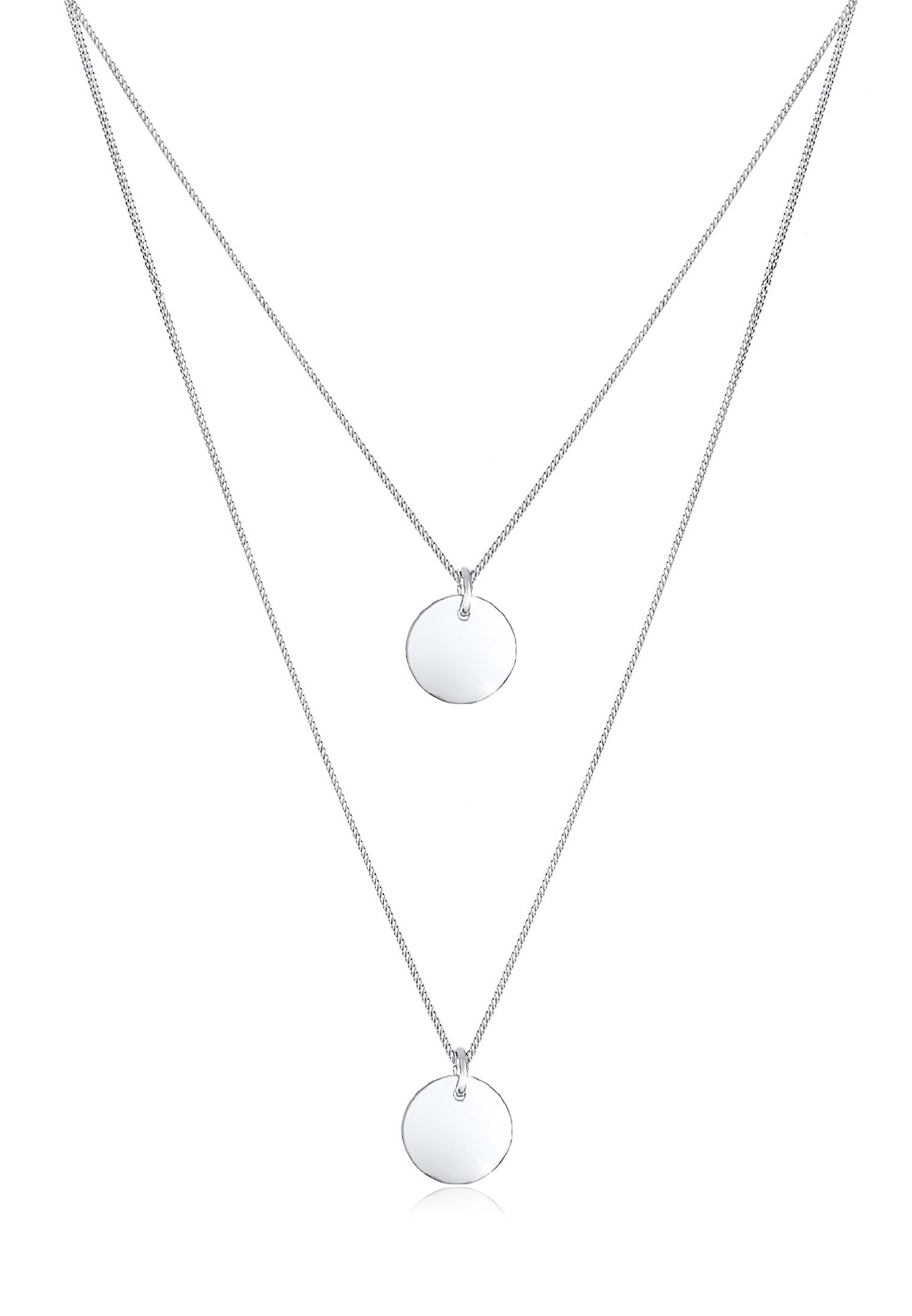 Elli Gliederkette Layer Kette mit Kreis Plättchen 925 Silber günstig online kaufen