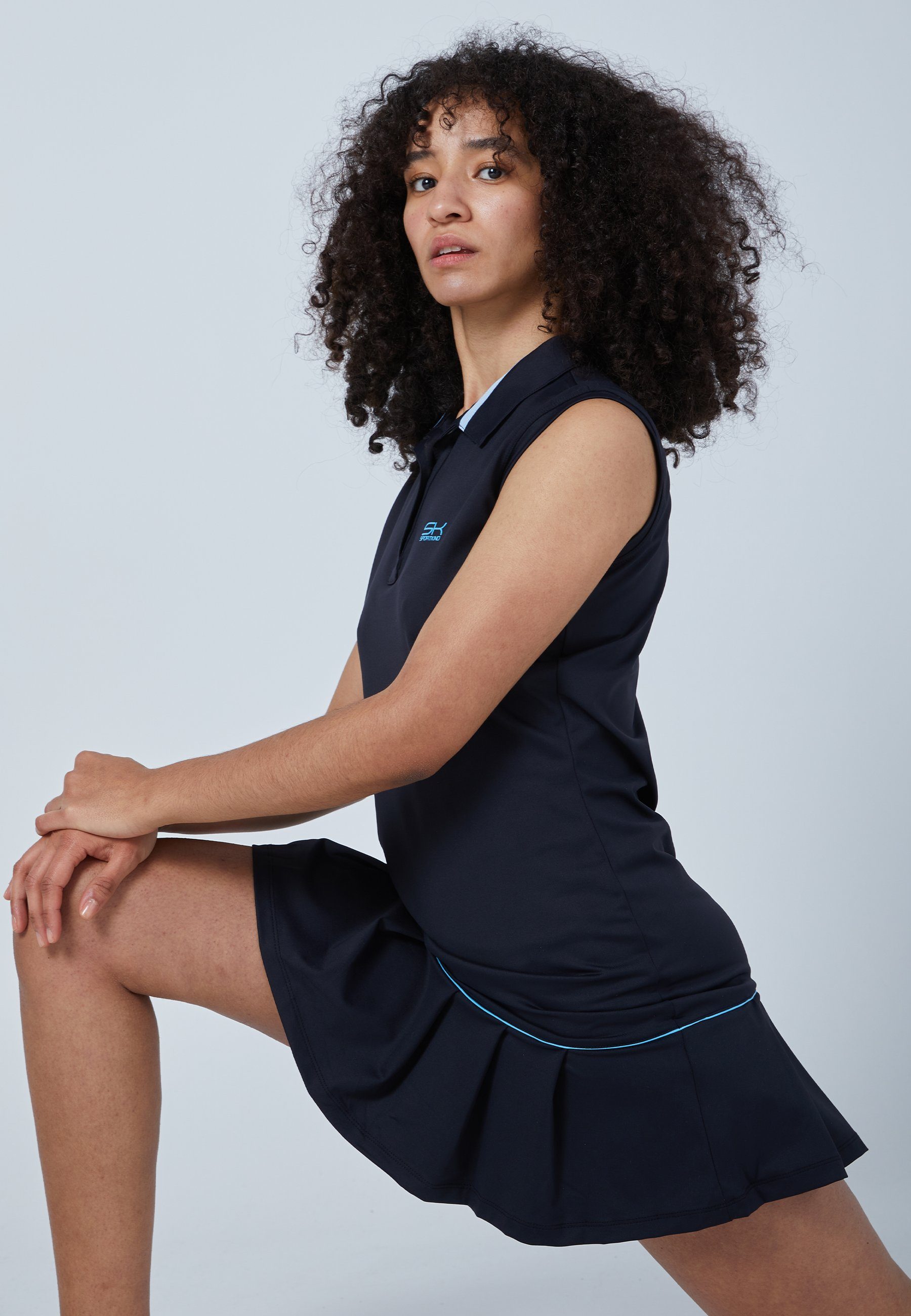 Tenniskleid Polo schwarz SPORTKIND Arm & ohne Golf Damen Kleid Mädchen