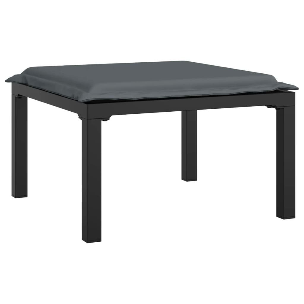 vidaXL Sofaelement Gartenhocker mit Kissen Schwarz und Grau Poly Rattan (1 St)
