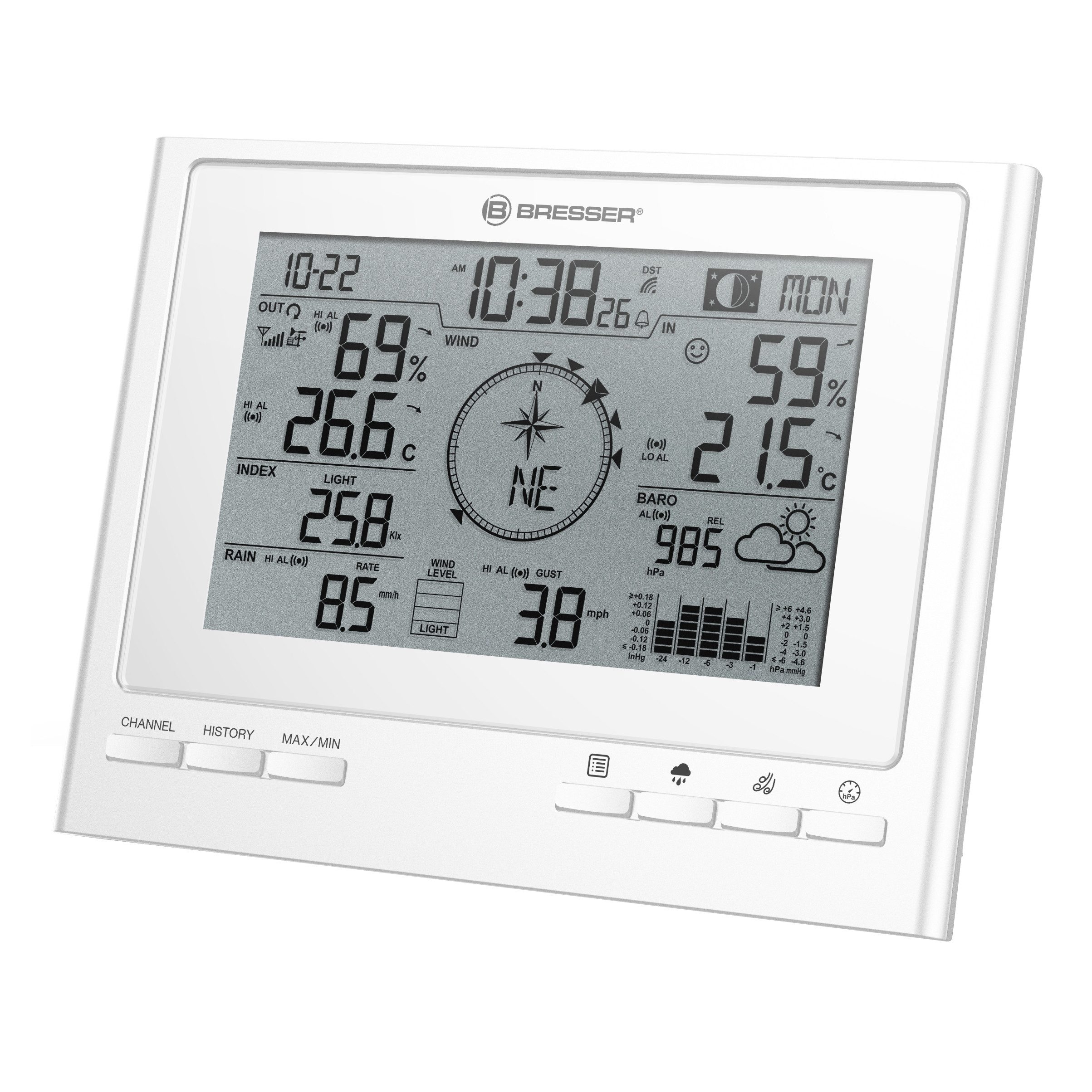 BRESSER Wetter Center ClimateScout Basisstation - weiß Wetterstation