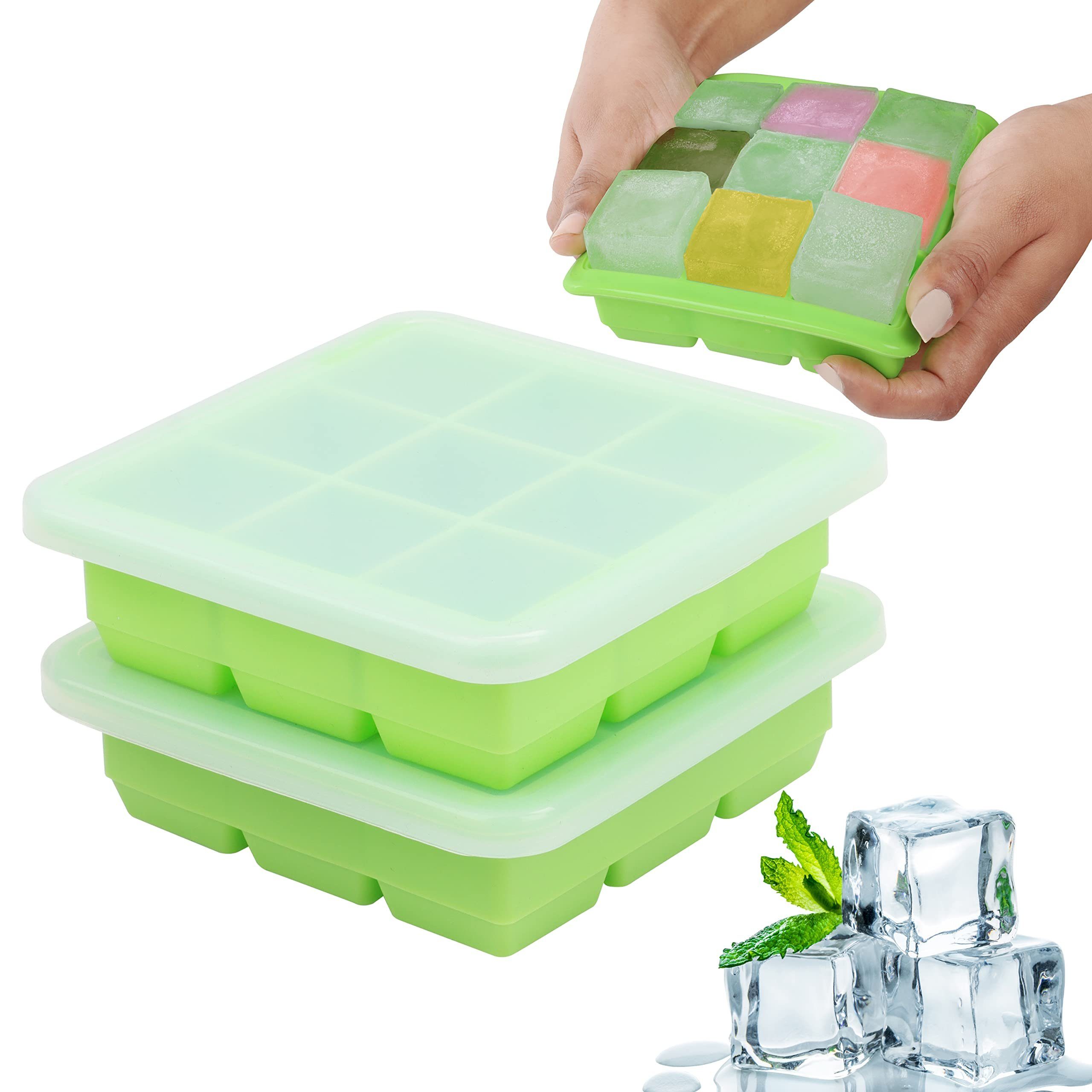 Belle Vous Eiswürfelform Transparente Aufbewahrungsbehälter (2 Stück), Transparente Eiswürfelbehälter für Babynahrung einfrieren (2 Stk)