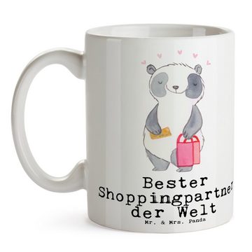 Mr. & Mrs. Panda Tasse Panda Bester Shoppingpartner der Welt - Weiß - Geschenk, Bedanken, Geschenktipp, Freund, Shopping-Queen, Tee, Becher, Büro, Queen, Freude machen, Keramik