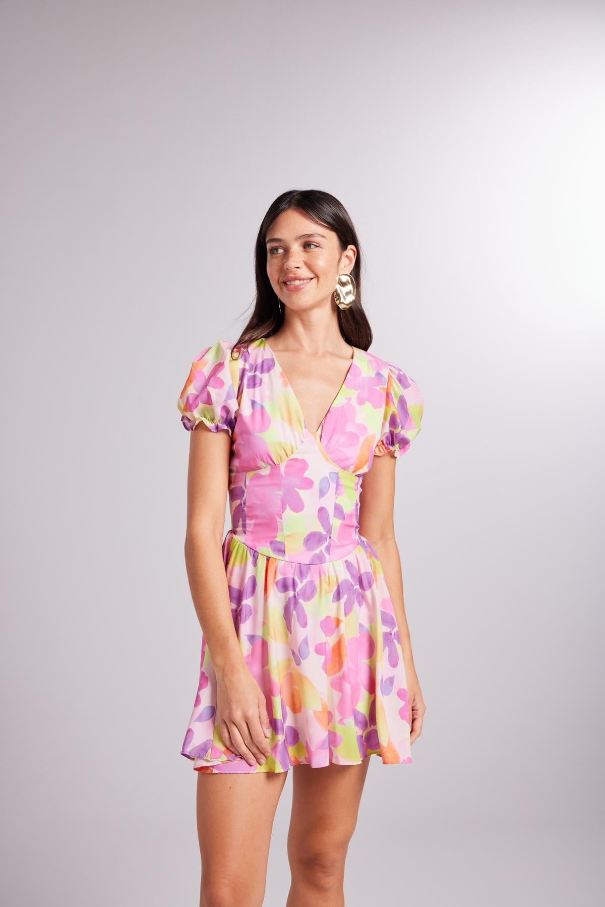 HOLLY LOLLY Midikleid Blumenkleid Mini mit Corsage