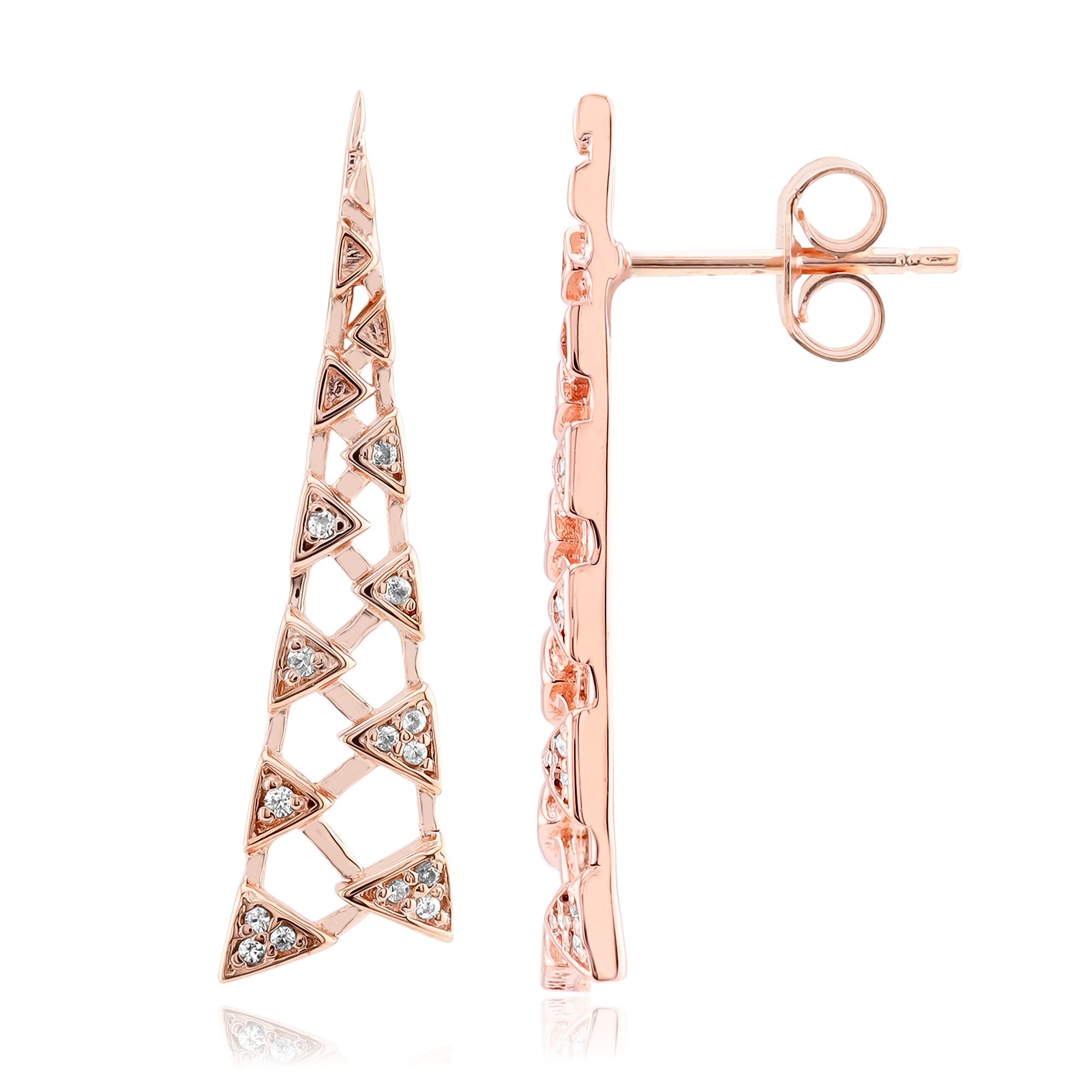 Ohrring-Set Cavill Zirkon Ohrstecker Damen Rosévergoldet 0,13 ct Silber