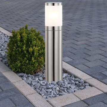 etc-shop LED Außen-Stehlampe, Leuchtmittel inklusive, Warmweiß, Außen Stand Sockel Leuchte Edelstahl Steh Lampe Garten
