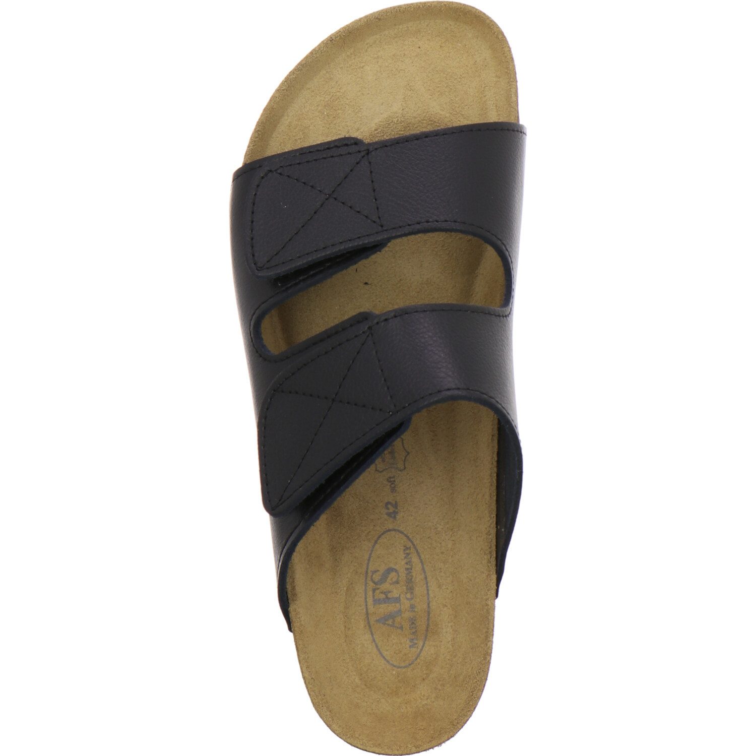 AFS-Schuhe 310823 Klettverschluss Pantolette für Herren aus Leder mit Fußbett, Made in Germany