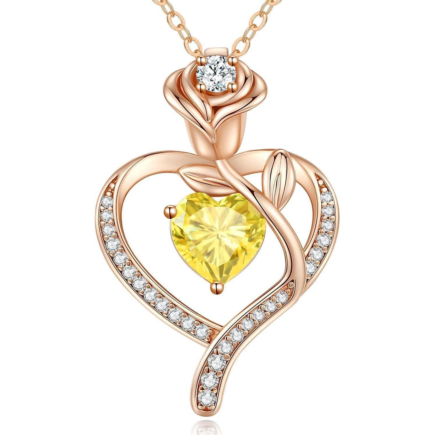 Kette mit Anhänger Halskette Damen Rosegold Herz 925 Silber Anhänger Rosegold-11