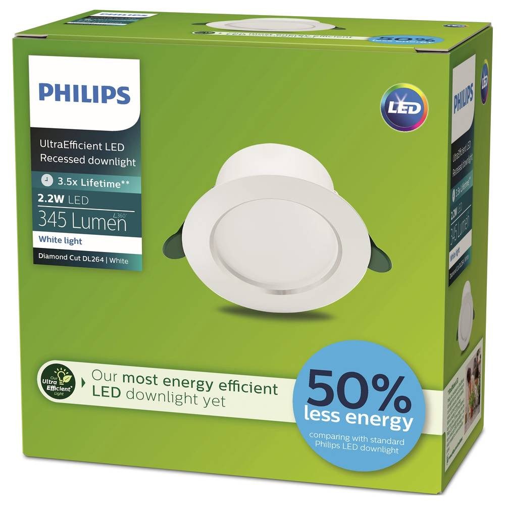 Philips LED Einbauleuchte Cut Ultra-Efficient Gen. 2 Einbauspot 2.2W, 90cm, 3000K, 345