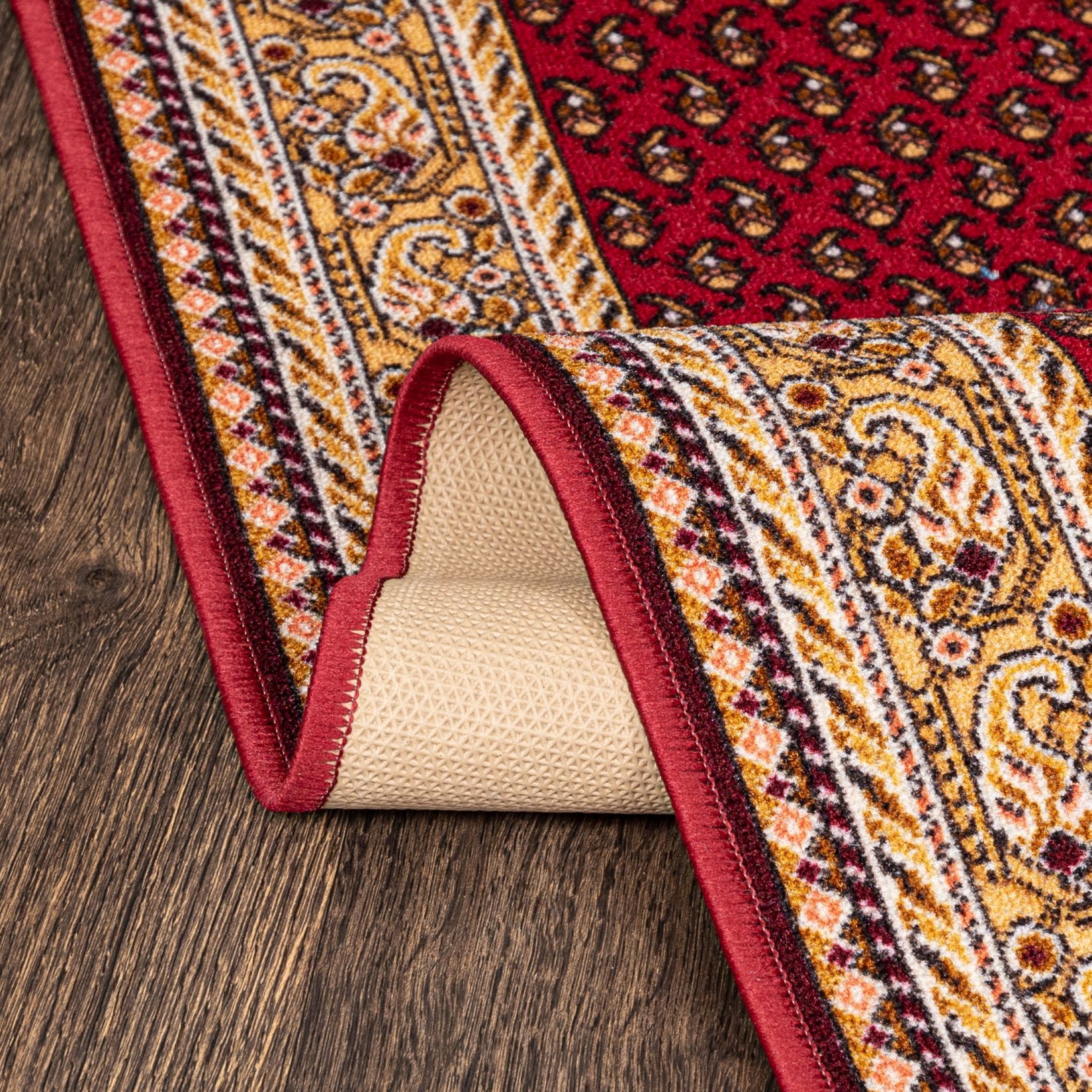 Mazovia Läufer Retro Bordüre Rot Flur, Schlafzimmer, Diele, Fußbodenheizung – Bild 5 von 5