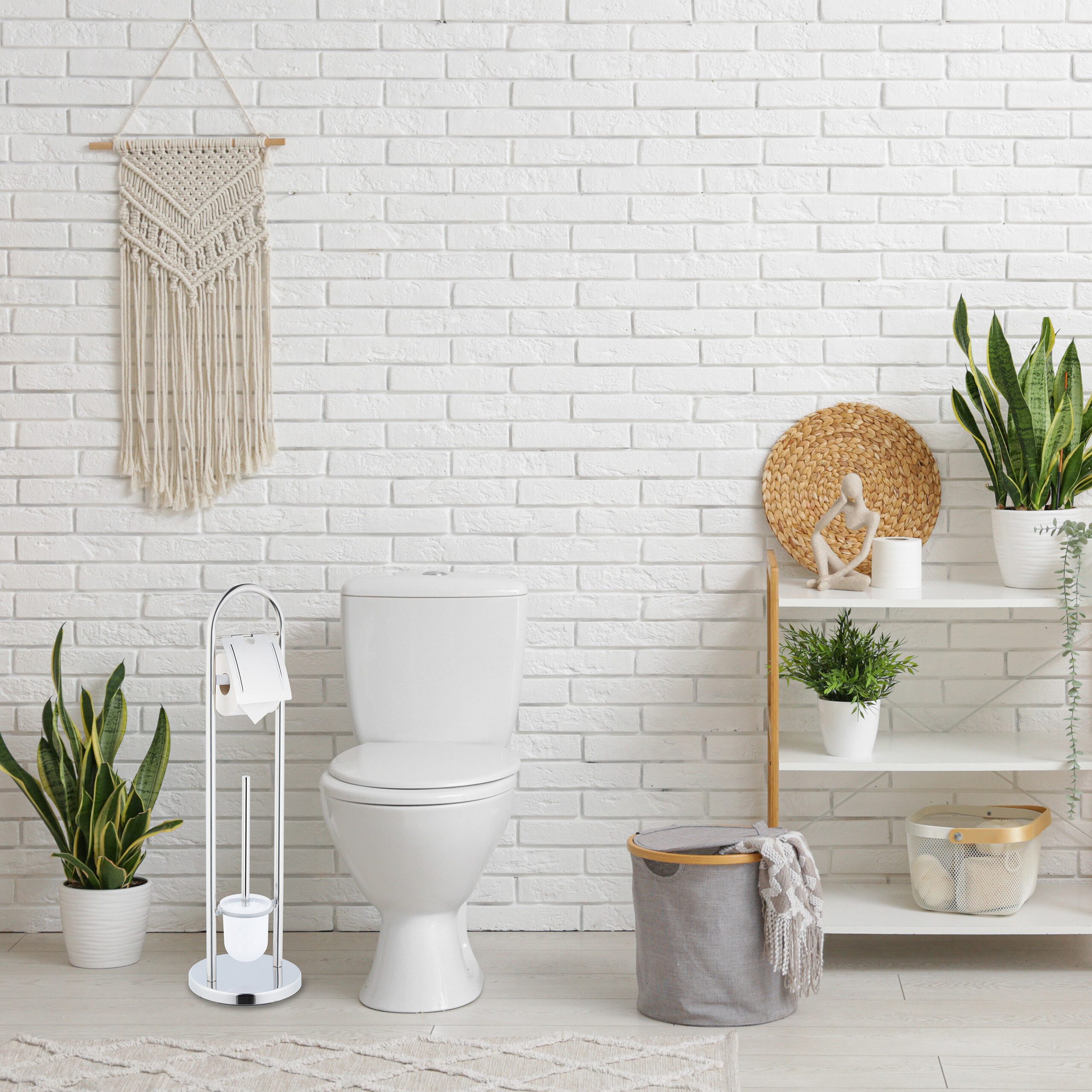 relaxdays WC-Garnitur aus Edelstahl, Silber günstig online kaufen