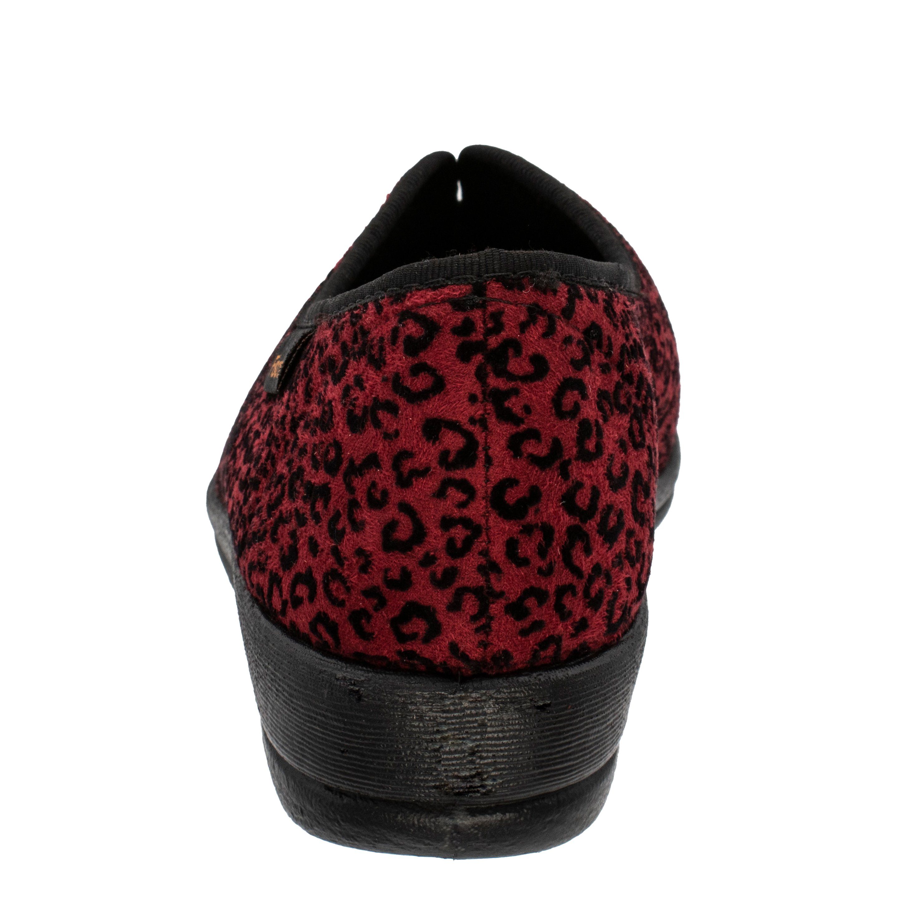 Fischer-Markenschuh Dora Hausschuh Leoprint, Weite H, Frotteefutter, Zum Schlupfen