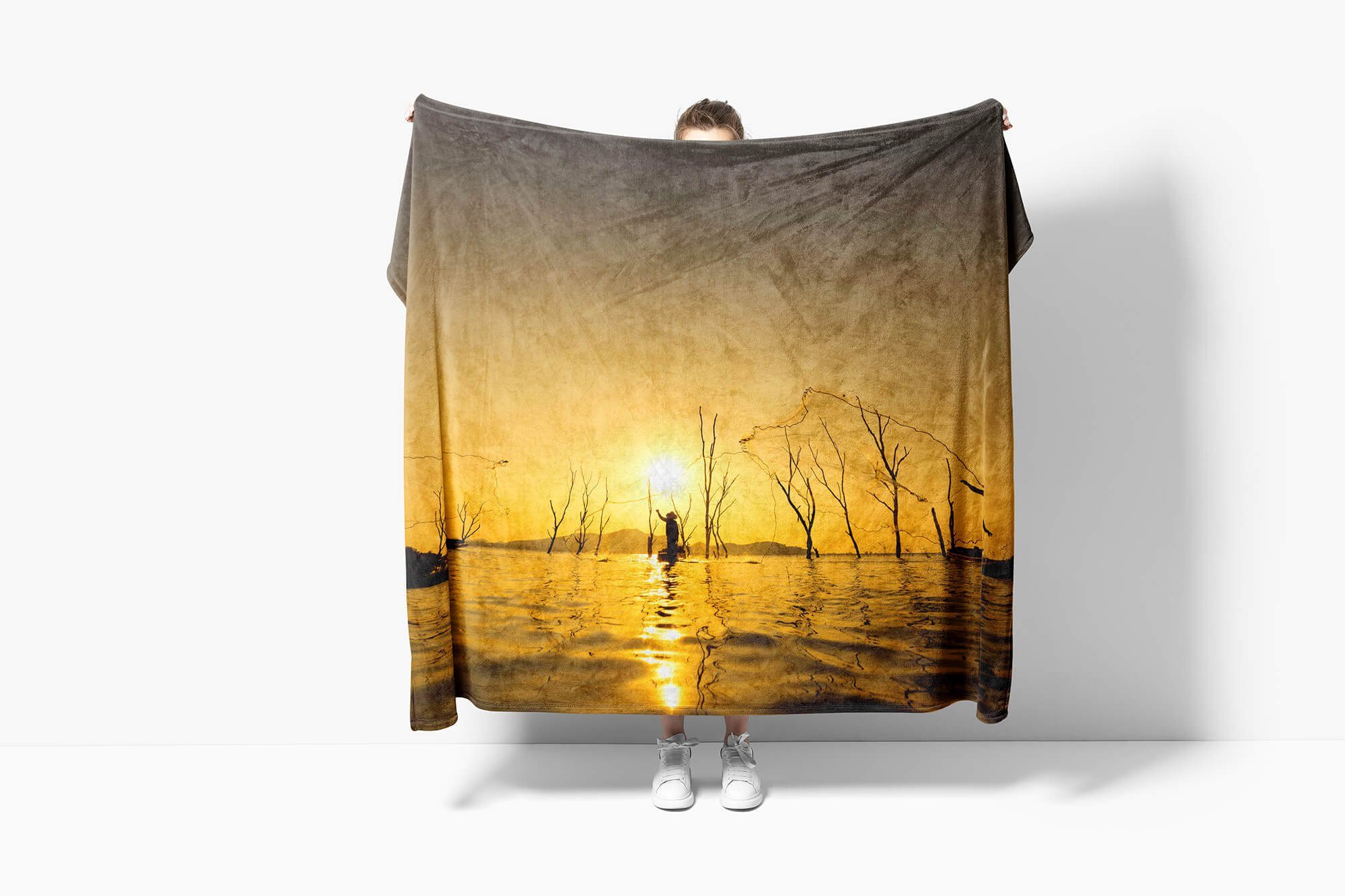 Handtuch Fotomotiv Art Handtücher mit Baumwolle-Polyester-Mix Meer Fisc, Saunatuch Thailand Strandhandtuch (1-St), Handtuch Kuscheldecke Sinus