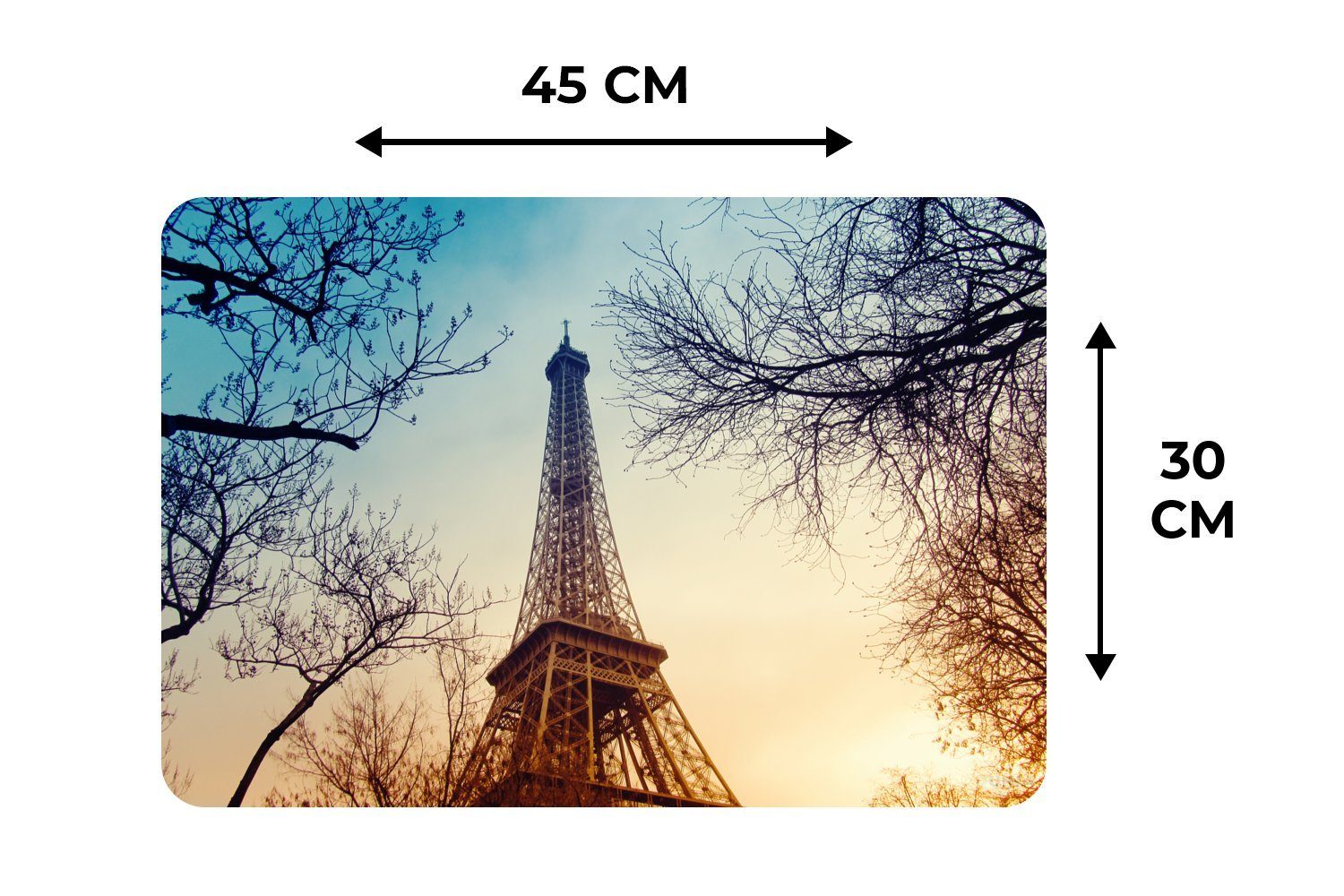 (6-St), Tischmatten, Platzdecken, Platzset, kahlen mit und tief, Eiffelturm in Herbstzweigen einer Platzset, Kombination MuchoWow, Der Schmutzabweisend Platzmatte,