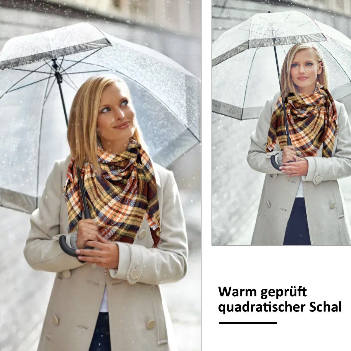 Jormftte Halstuch Fashion Damen Winter Schal Schal,mit Damen Damen Fransen,für Braun Kariert