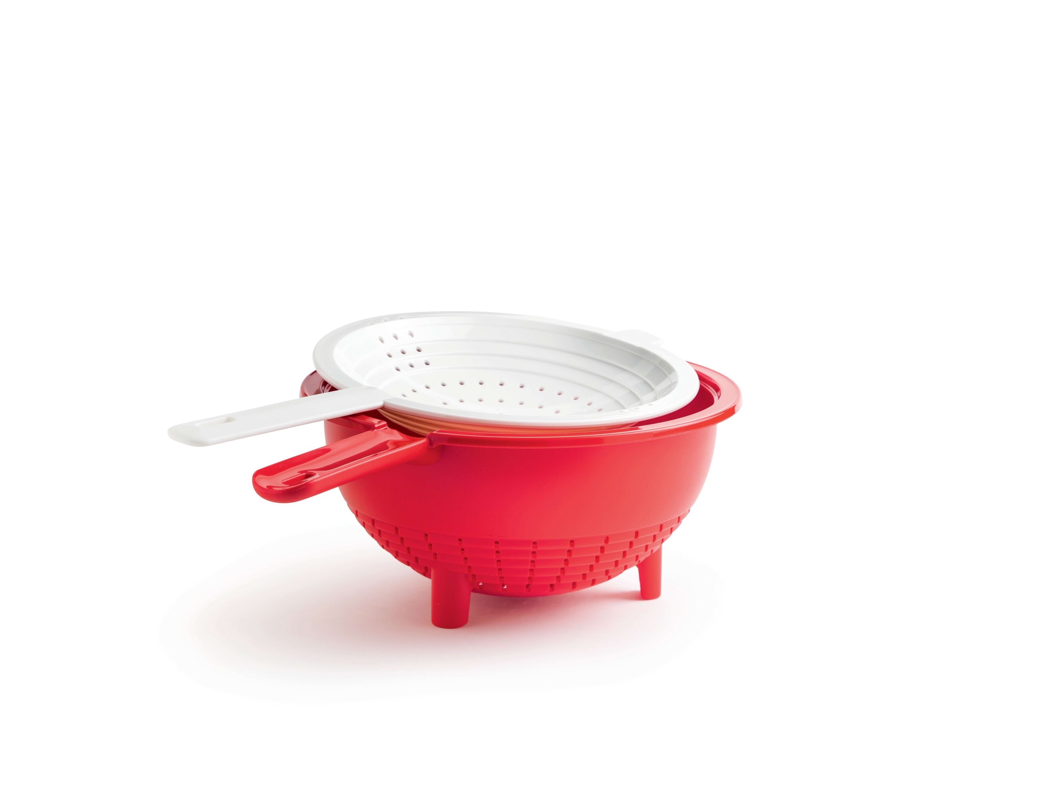 TUPPERWARE Küchensieb Tupperware Saladin® Praktisches Sieb-Doppel in rot-weiß