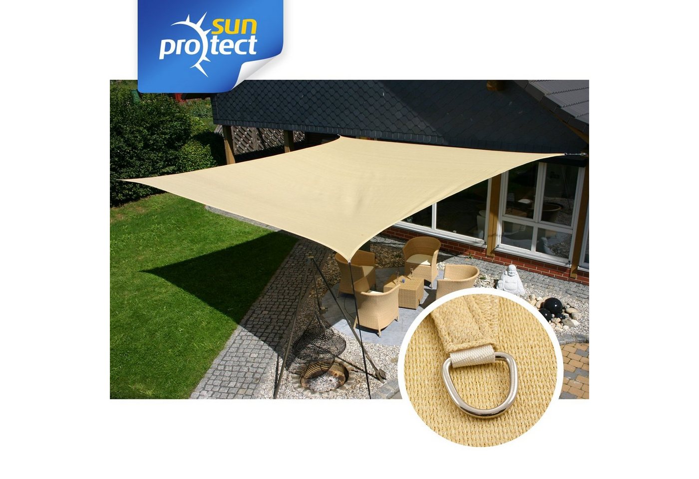 Thumbnail - sunprotect Sonnensegel 7 x 7 m Quadrat, ideal für Garten, Balkon & Terrasse