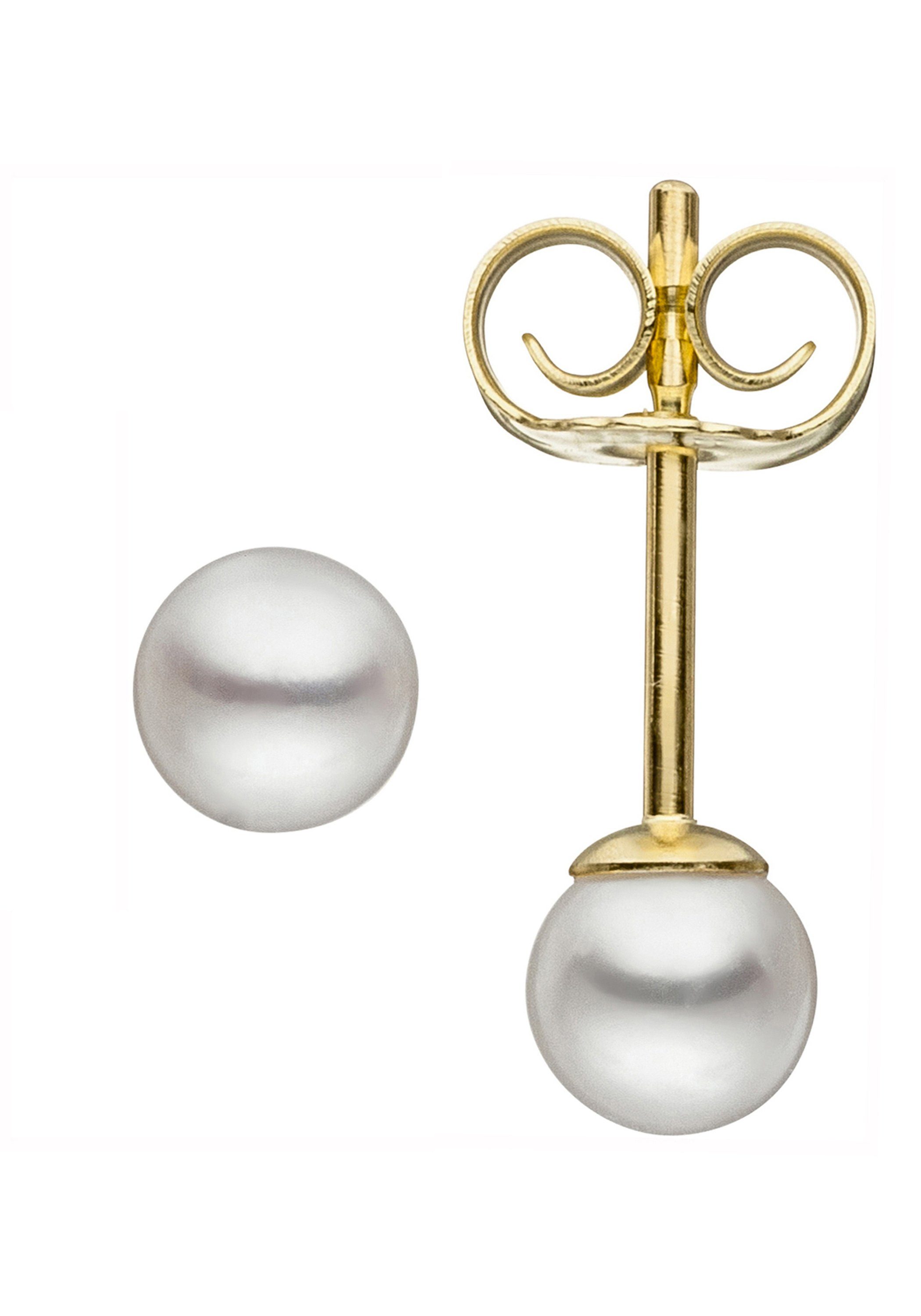 JOBO Paar Ohrstecker »Ohrringe mit Perlen 4,5 mm«, 585 Gold