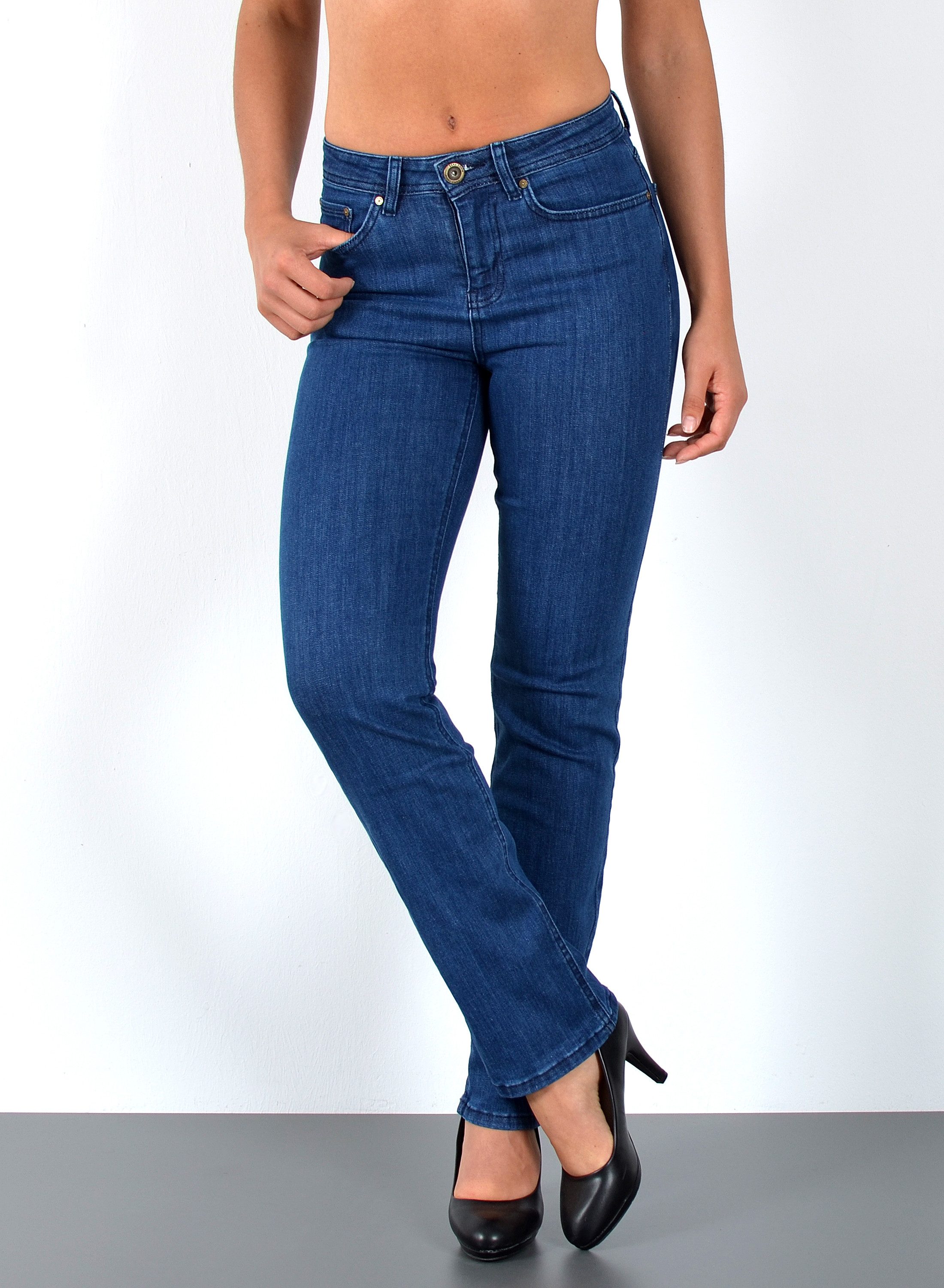 Straight-Jeans Premium High Waist Jeans Damen Straight Leg Hosen Stretch-Jeans G8