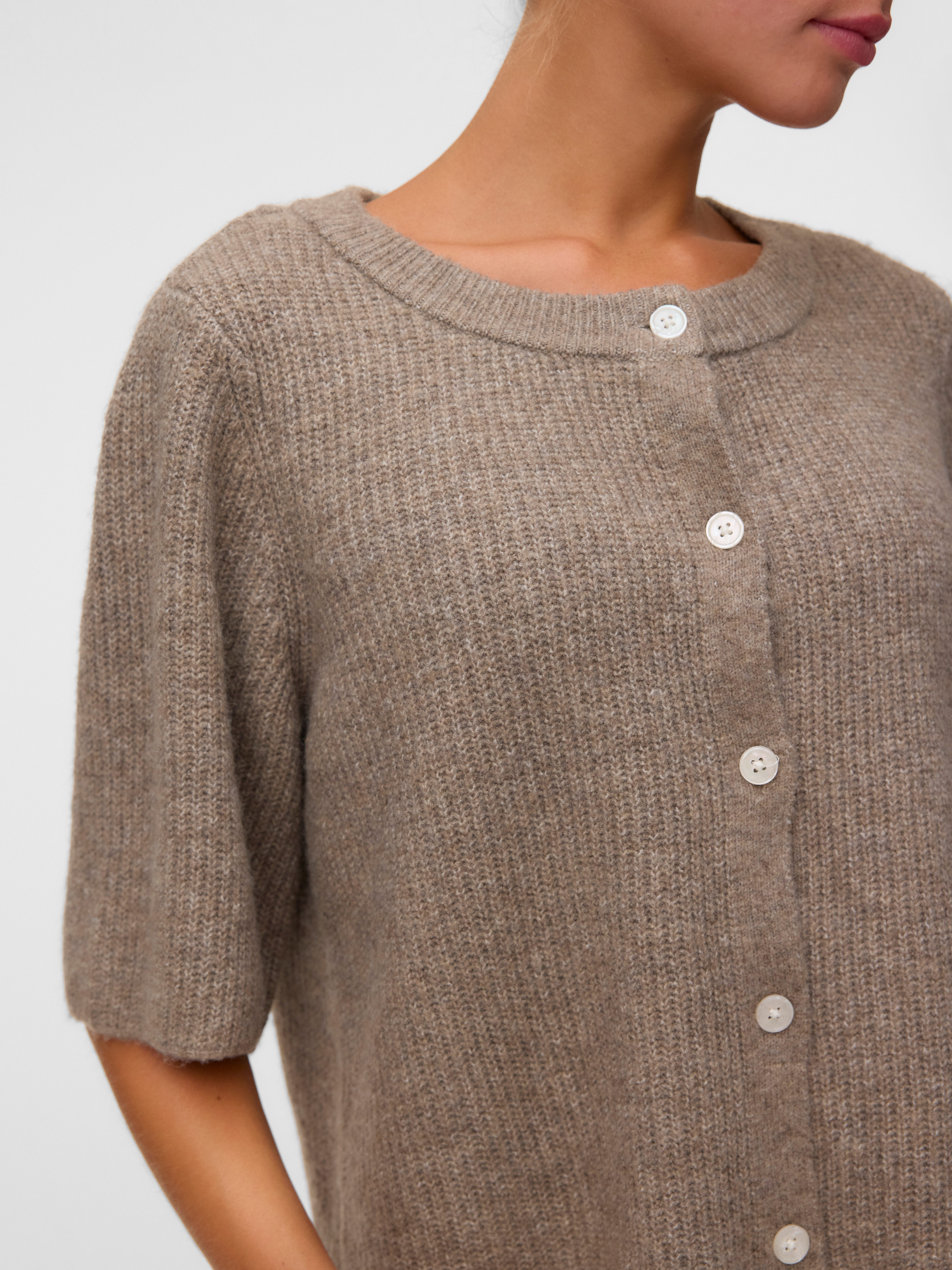 Vero Moda Strickjacke VMSOFFE 2/4 O-NECK CARDIGAN NOOS Materialmix, regular fit
