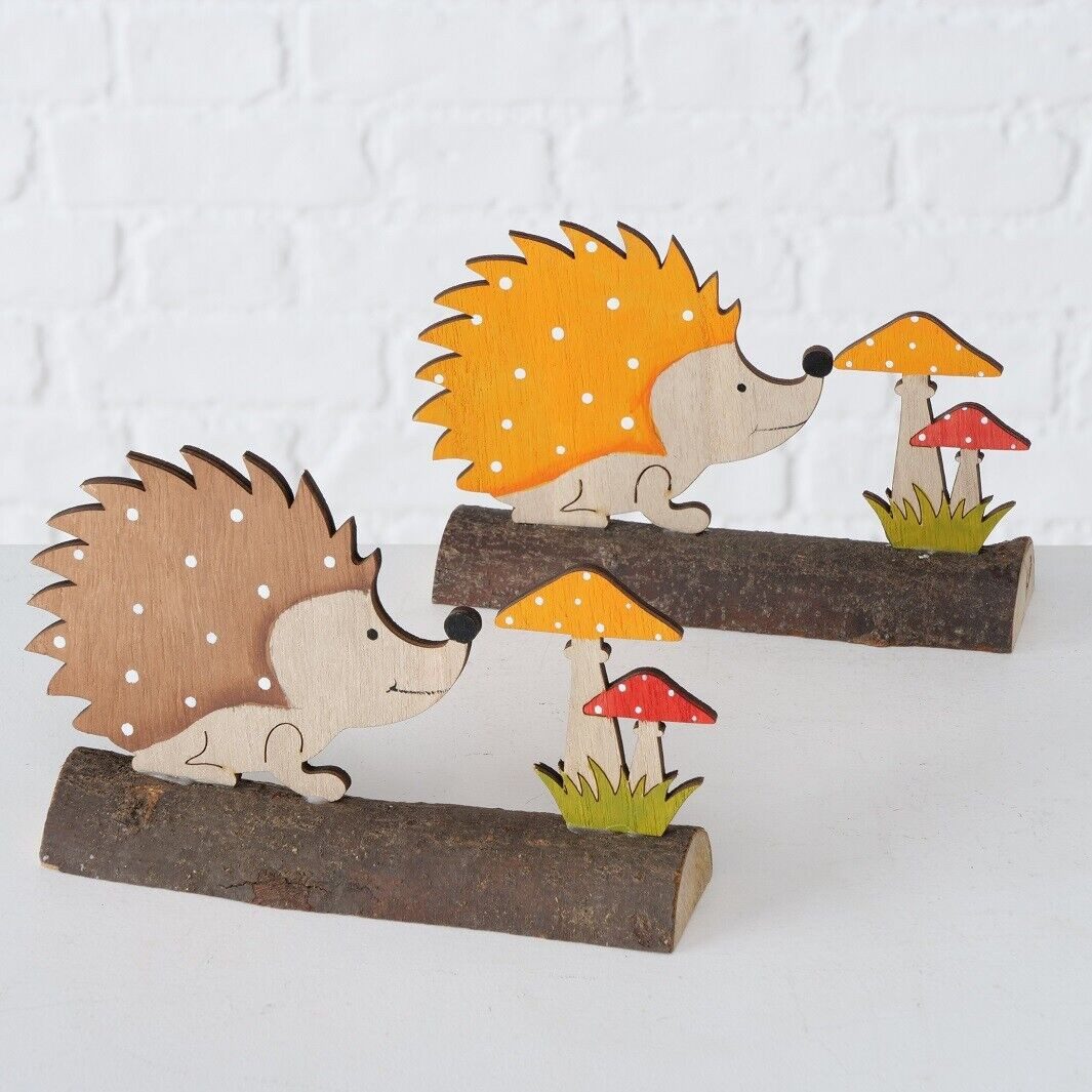 BOLTZE GRUPPE Dekoobjekt Dekoaufsteller Nikkel Igel 2 sortiert braun Holz H.12 cm Stückpreis
