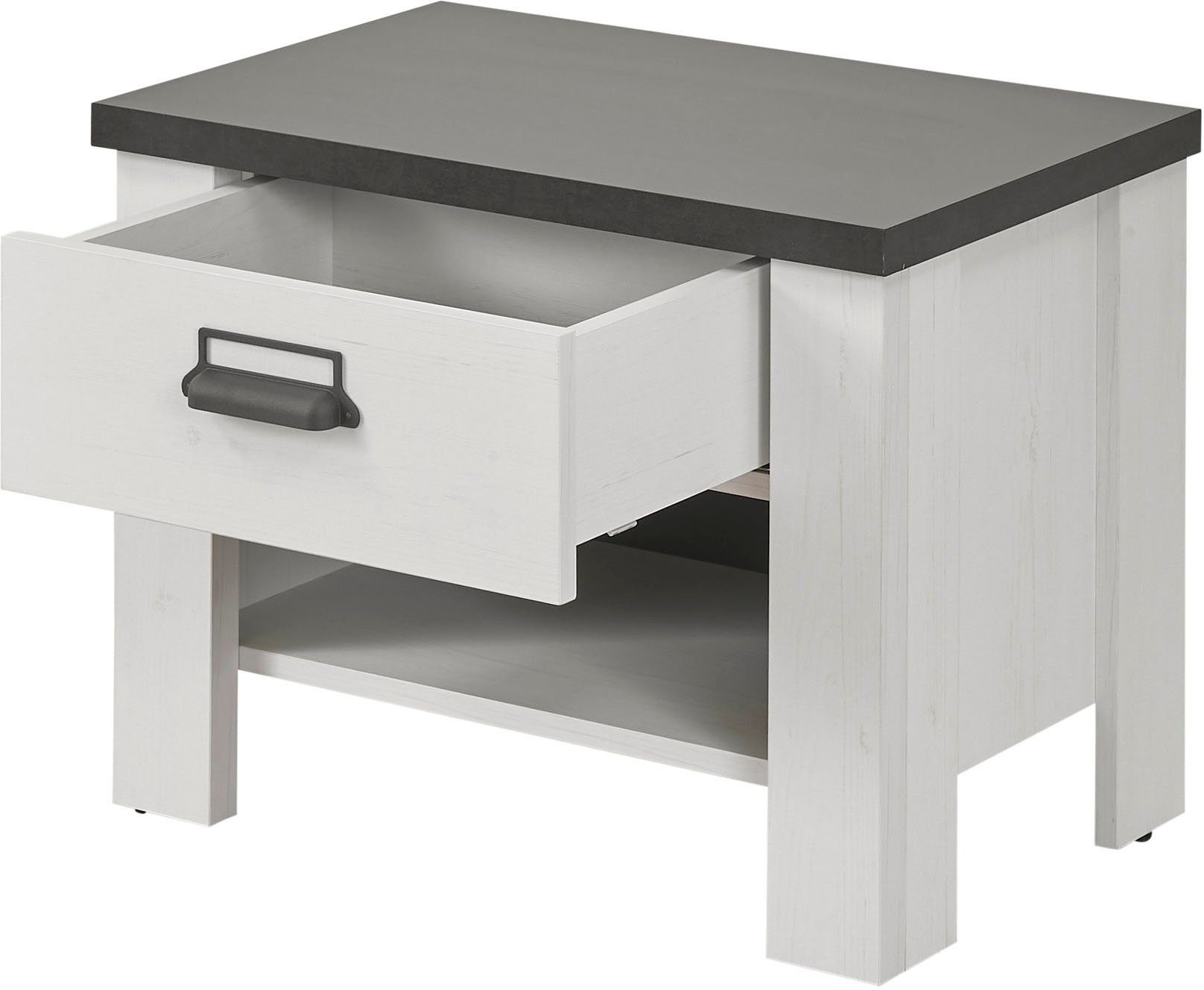 Home affaire Nachtkommode SHERWOOD, mit Apothekergriff aus Metall, Schubkasten "Soft close", Breite 60 cm