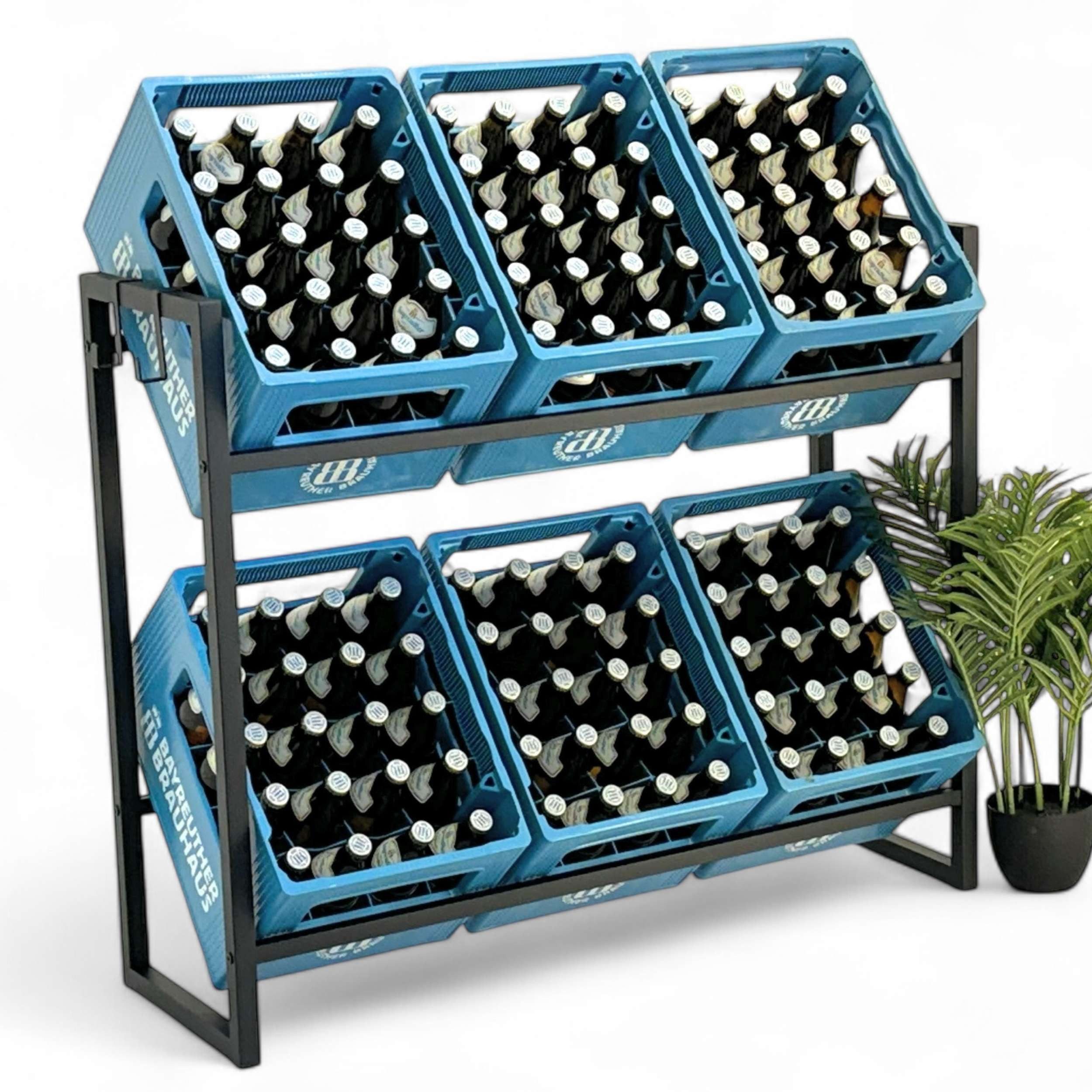 DanDiBo Kastenständer 100 cm Metall 96598 Getränkeregal Kistenregal Getränkekistenhalter, Getränkeregal inkl. Aufhängehaken und Ablagehaken für Pfand, Getränkekistenhalter Metall Bierkistenregal Regal Kisten