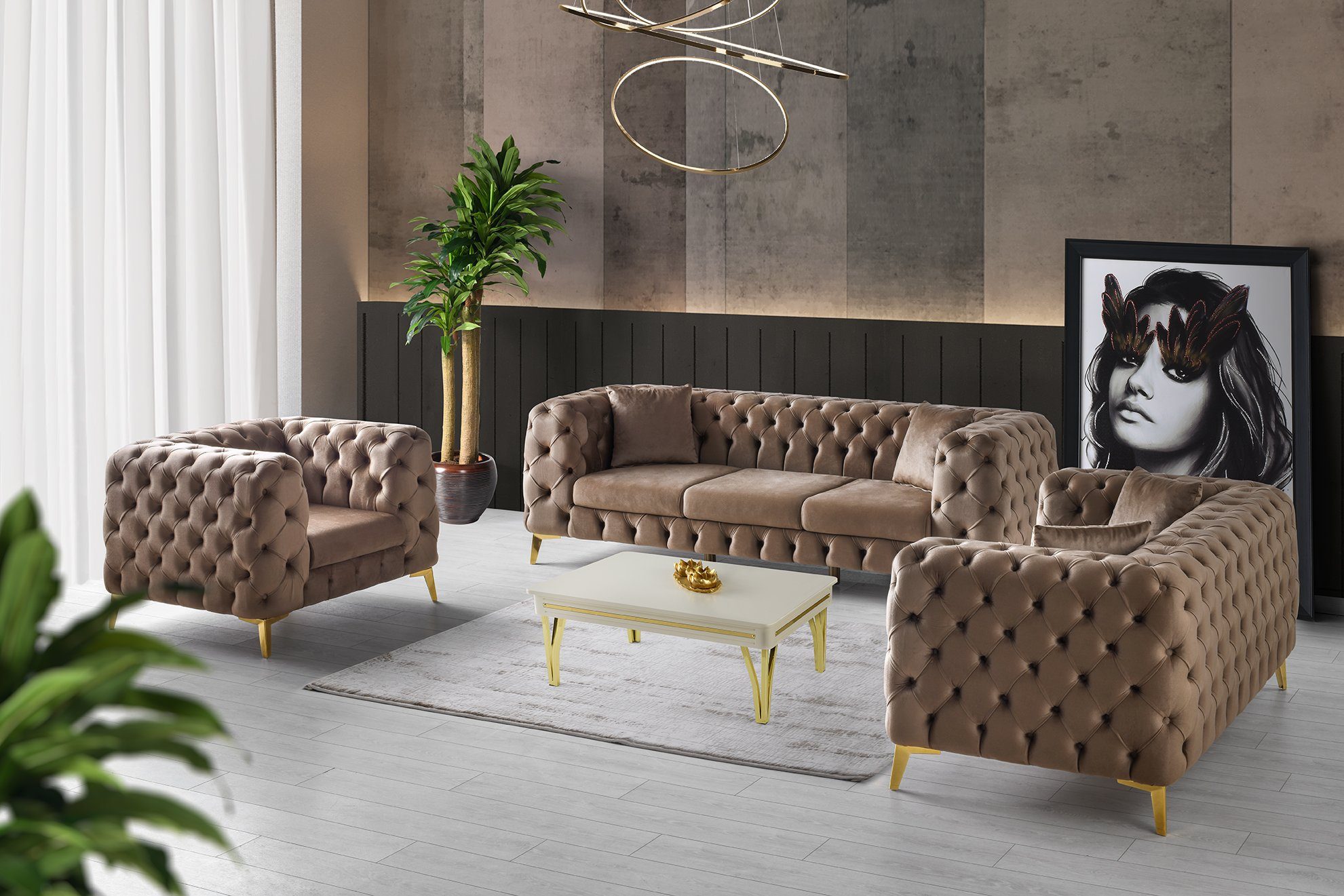 10, Bezugsqualitäten BESTSELLER, in Polsterei PREMIUM Handgemacht Sitzer, Marya LARA Chesterfield-Sofa 3+2+1 Berlin, Chesterfield Sofagarnitur SET, Garantierte CHELSEA