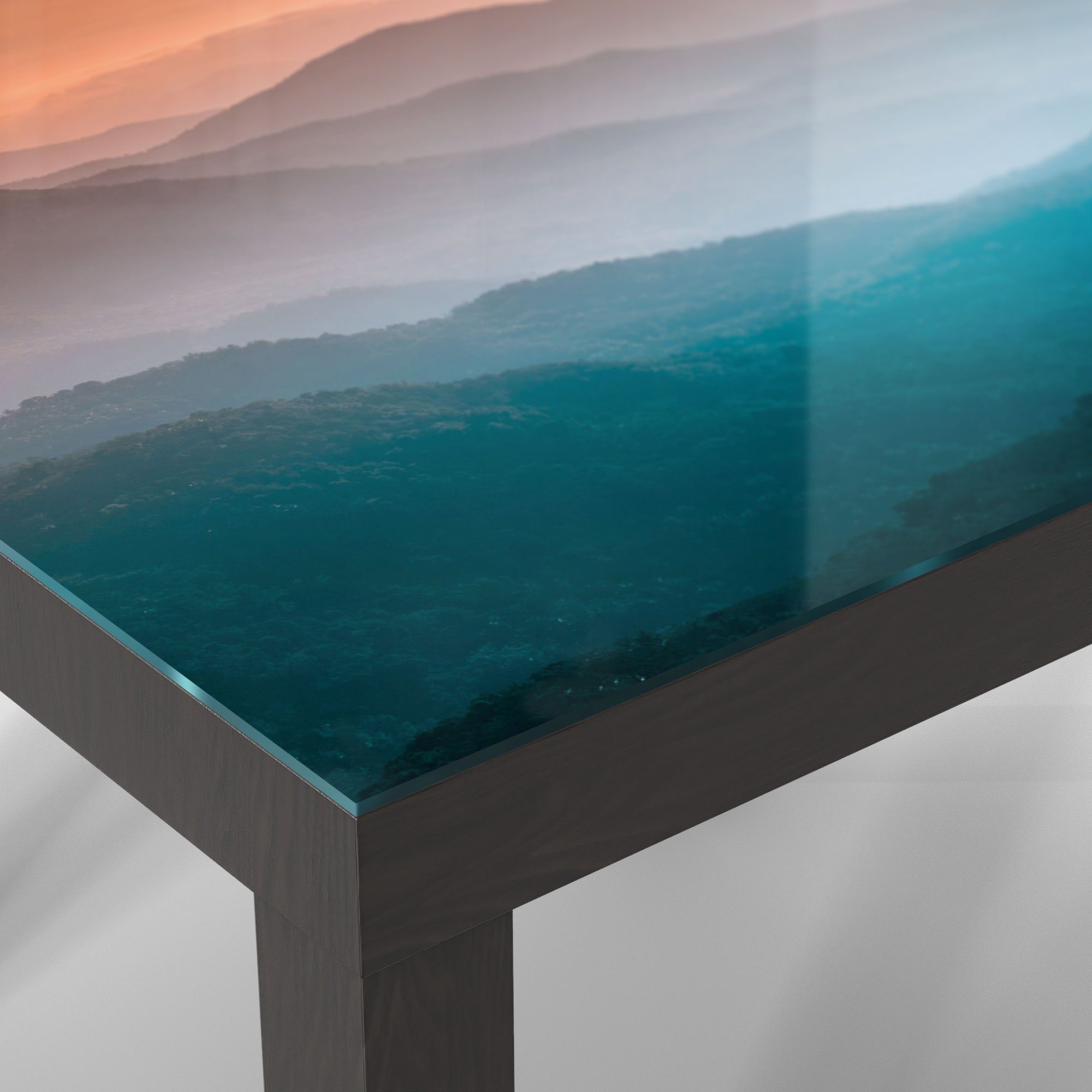 Schwarz Bergketten', 'Verschleierte DEQORI Couchtisch modern Glastisch Beistelltisch Glas