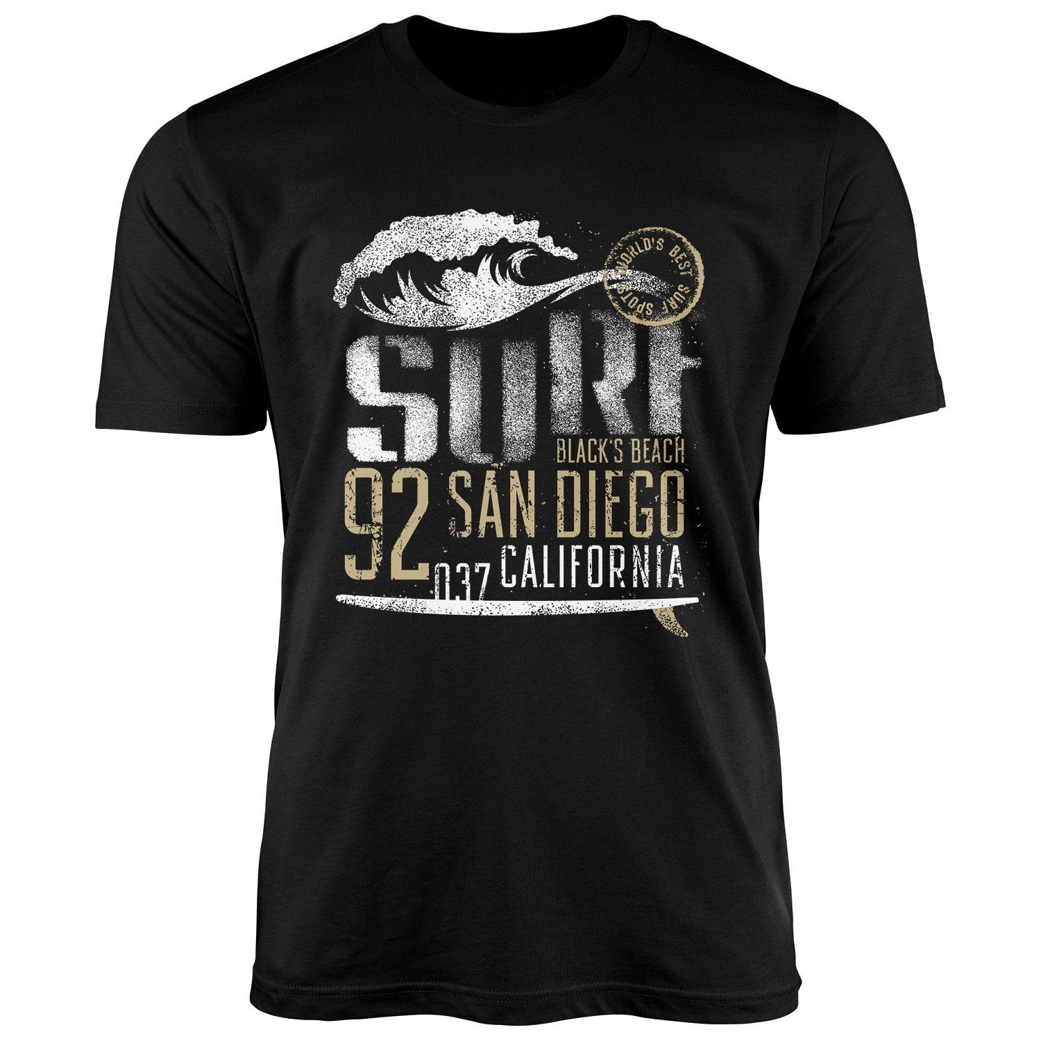 Neverless Print-Shirt Herren T-Shirt Surf California Aufdruck San Diego Welle Fashion mit Print