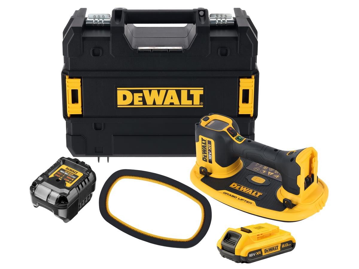 DeWalt Plattenheber 18 V, 2 Ah, max. 120 kg Traglast, Set, -], mit Akku und Ladegerät, 120 kg Hebekraft, inkl. T-STAK Koffer