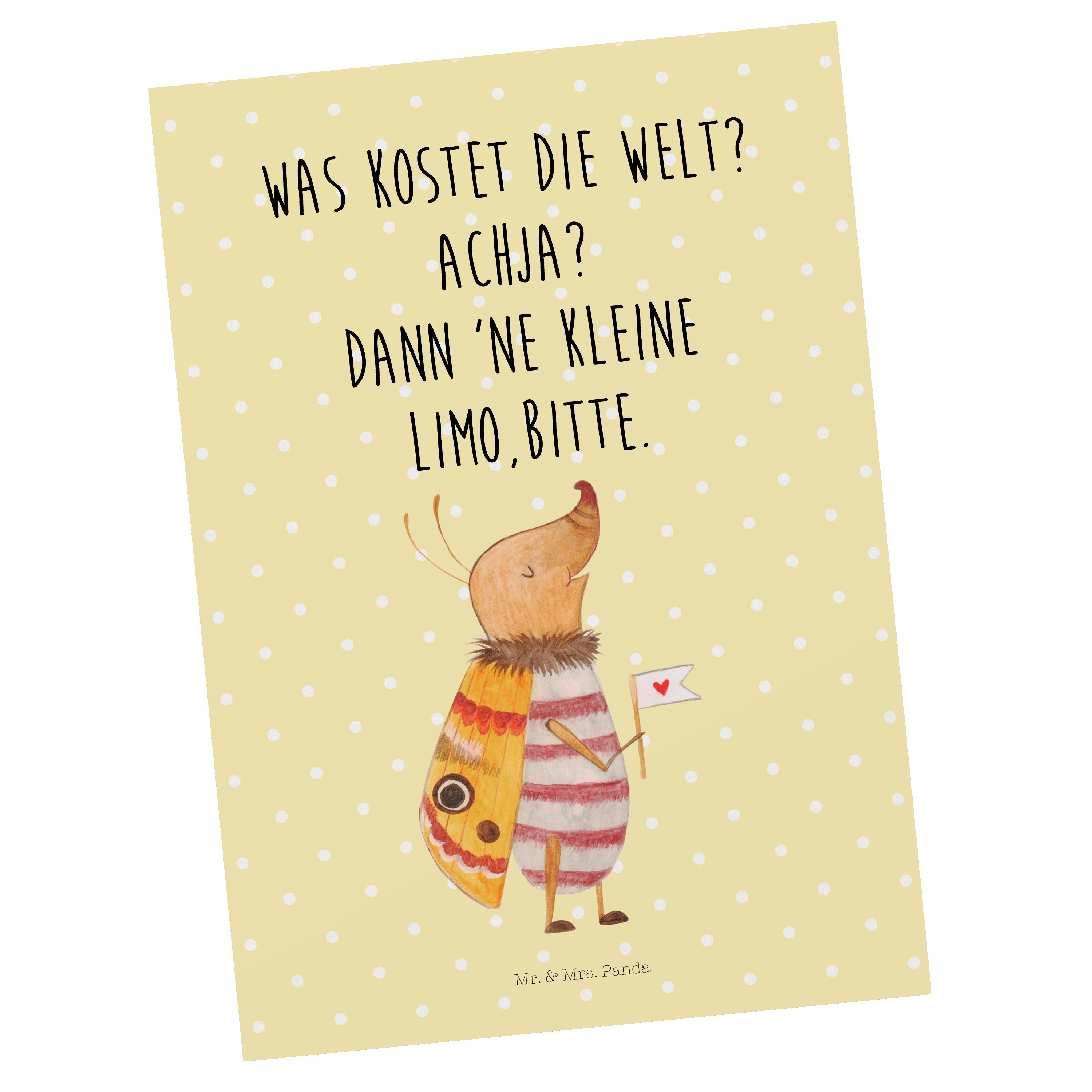 & Mrs. - Nachtfalter - Gelb Panda Geschenk, Mr. Fähnchen Postkarte mit Pastell Einladungskarte