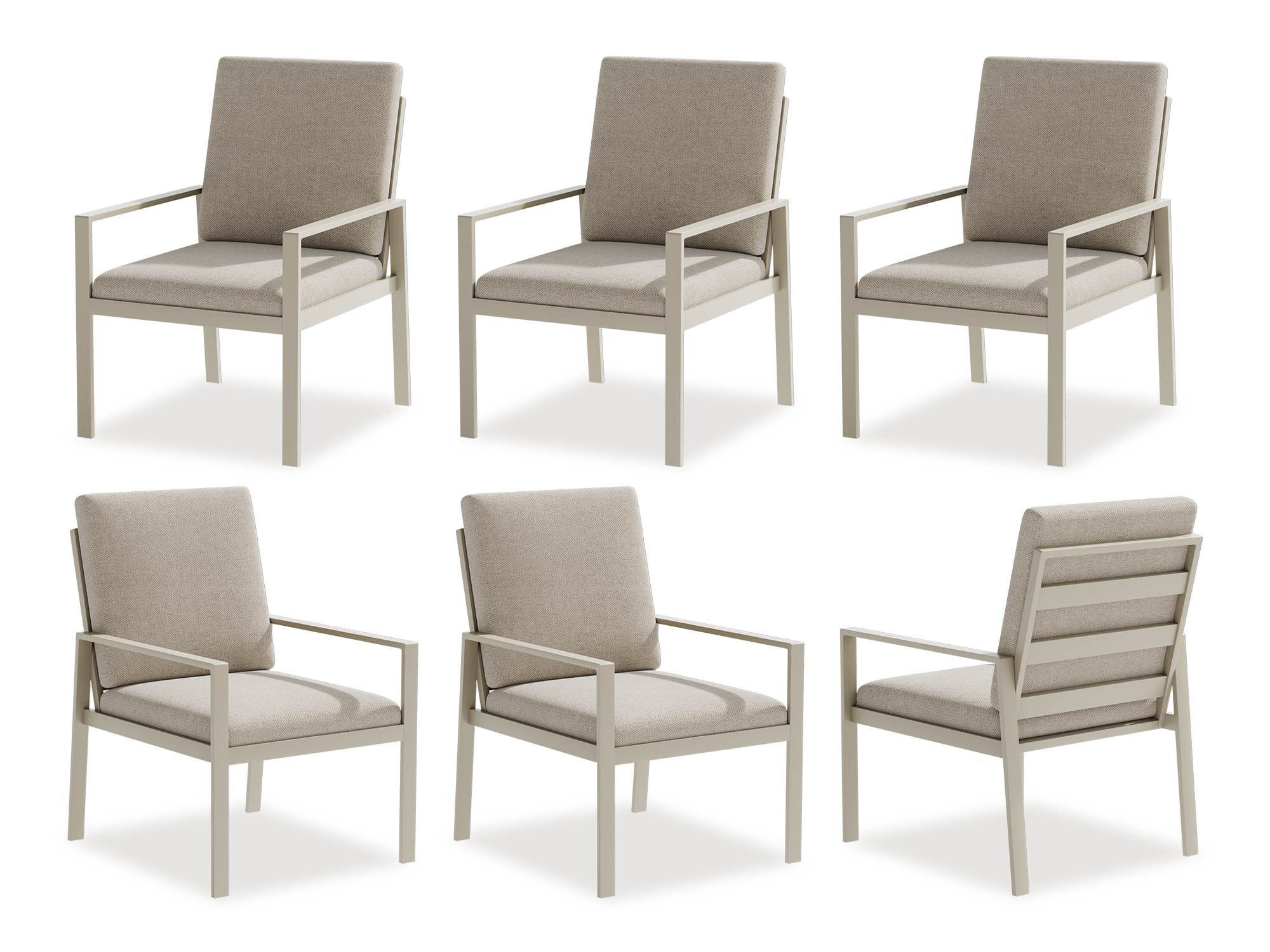 MeXo Gartenlounge-Set Alu Gartenmöbel-Sets Gartenstuhl, (6-tlg., 6 Esszimmerstühle, 60x 68x 85 cm, 12 Auflagen, bis zu 140 kg belastbar), wetterfest Gartengarnitur Set