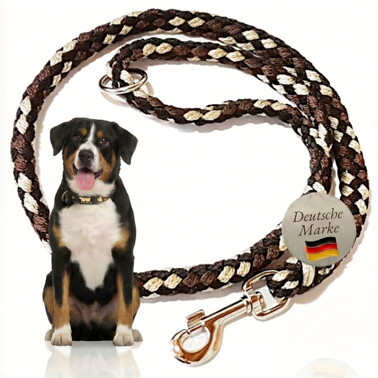 Activity4Dogs Hundeleine große Hunde bis 60 kg, mehrfarbig geflochten, 1,2 m lang, mit Schlaufe, ohne Naht, Qualität aus Deutschland