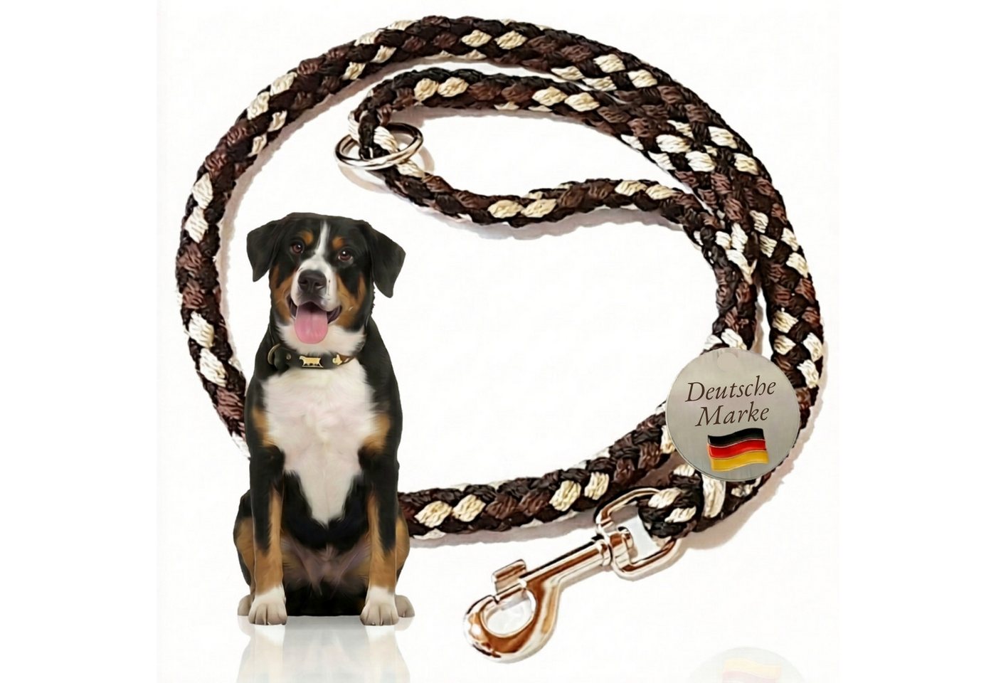 Activity4Dogs Hundeleine große Hunde bis 60 kg, mehrfarbig geflochten, 1,2 m lang, mit Schlaufe, ohne Naht, Qualität aus Deutschland