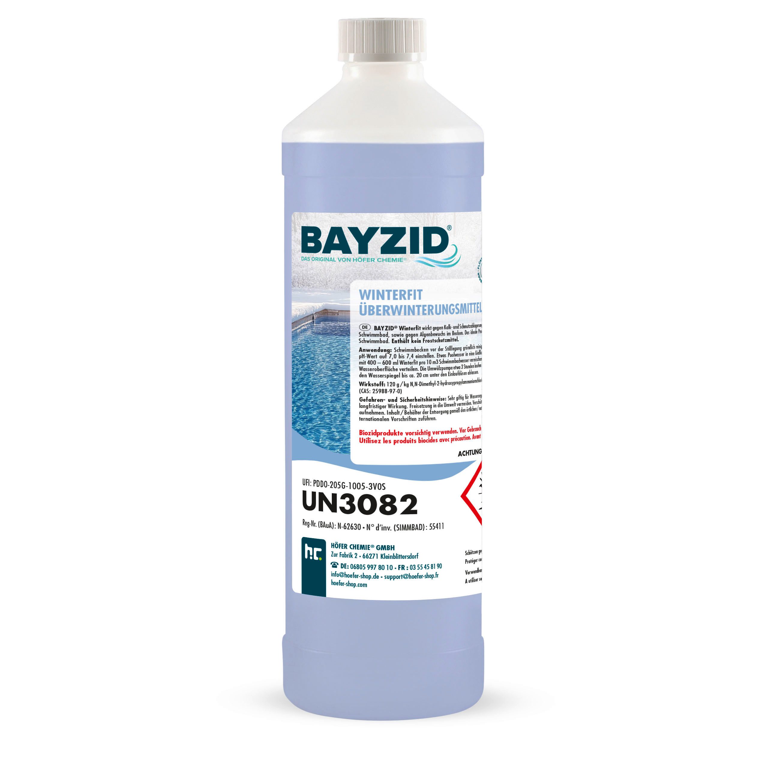 Höfer Chemie GmbH Poolpflege 1 L BAYZID® Winterfit Überwinterungsmittel für Pools, Schützt das Poolwasser in der Winterpause vor Algen und Ablagerungen
