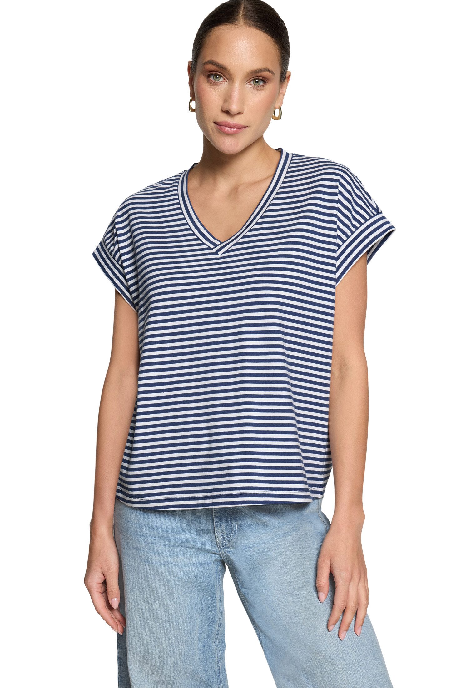 Zero Kurzarmshirt Damen mit V-Ausschnitt (1-tlg) Material