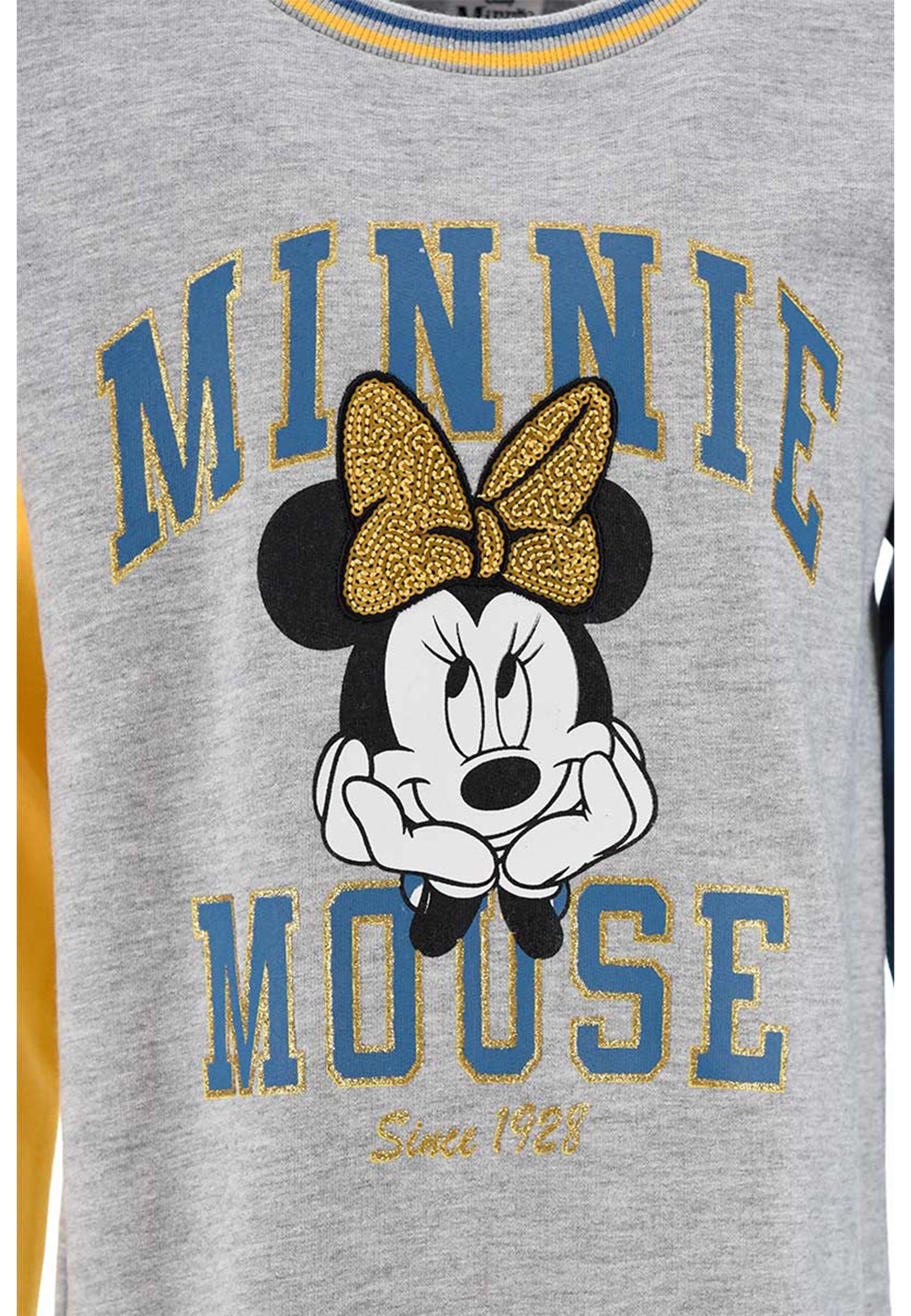 Sweatkleid Minnie Mouse Sweatkleid Mädchen Kleid Dress Disney Grau Kinder