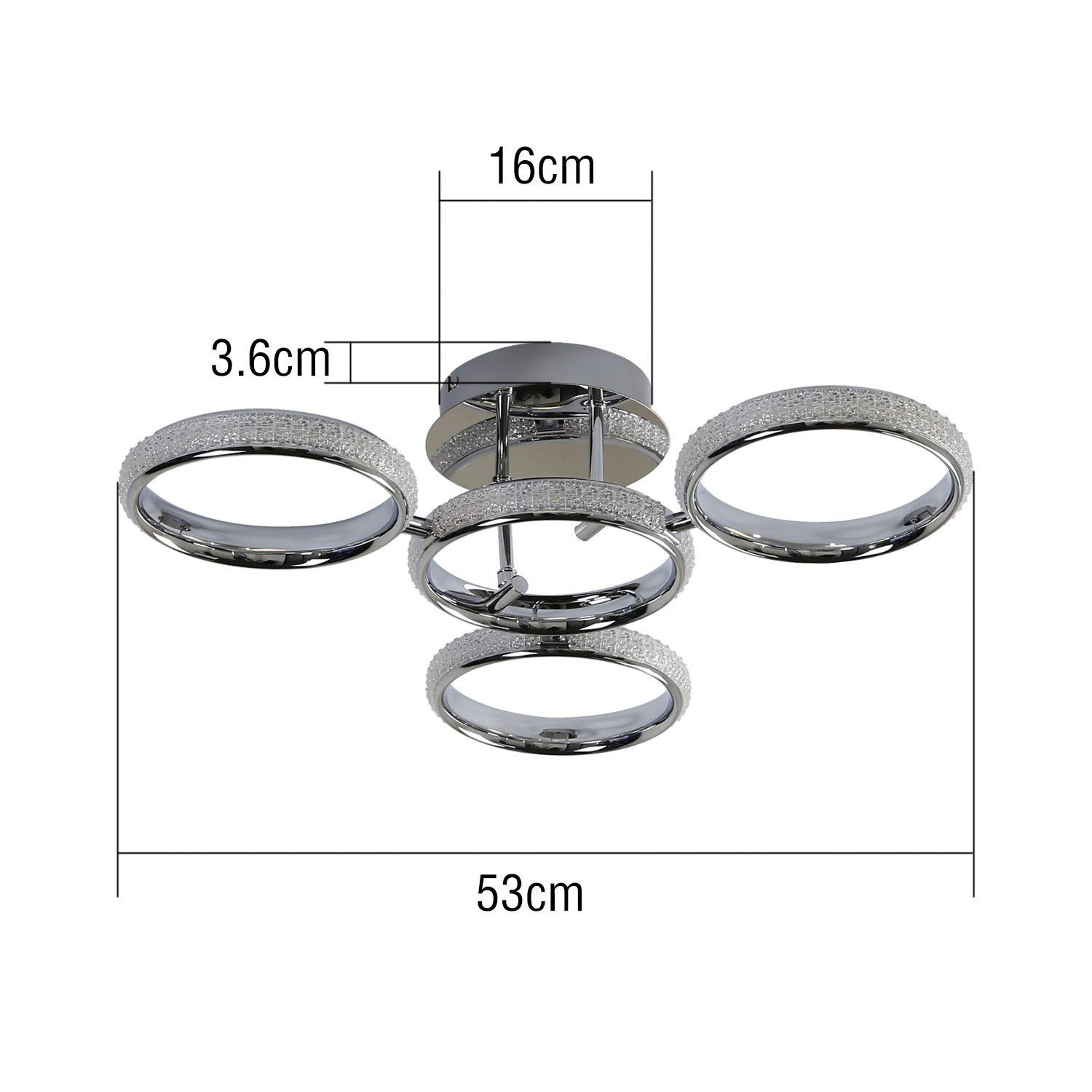 LED 3000K fest ZMH Innen LED integriert, Schlafzimmer Büro, verstellbar Lampe Deckenleuchte Ring 39W für Warmweiß