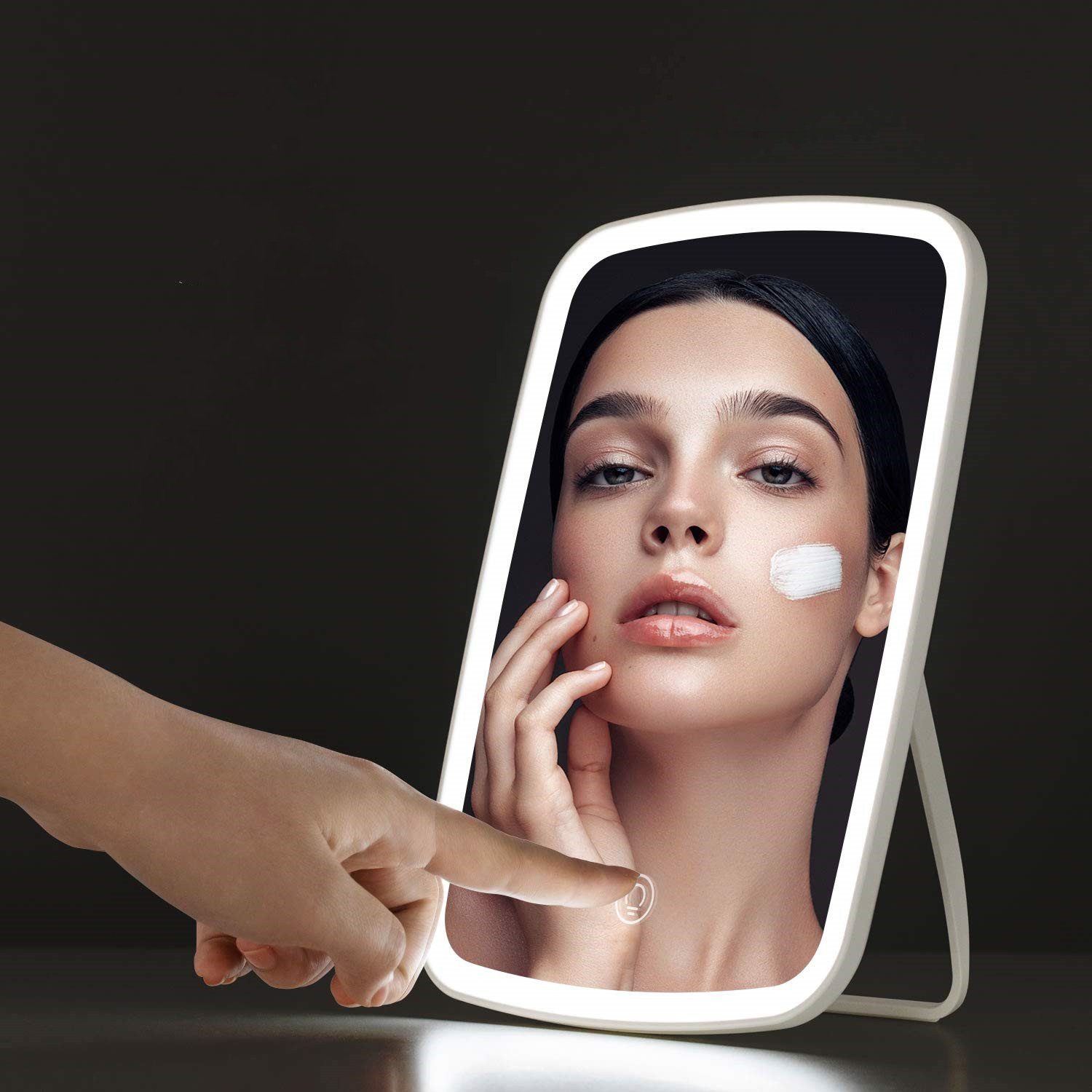 Housruse Schminkspiegel Kosmetikspiegel, Schminkspiegel mit LED Licht, Make- up-Spiegel Touchscreen,USB Aufladbares, für Zuhause und Reise