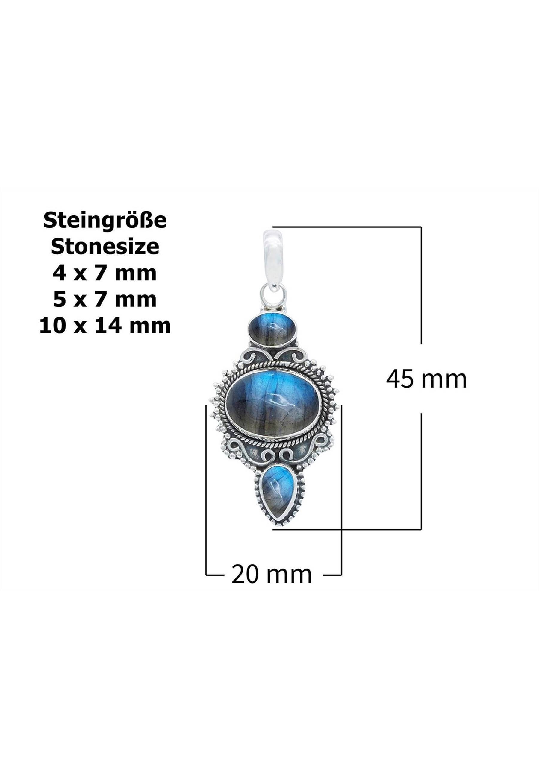 Kette mit 925er Anhänger SilbermitLabradorit mantraroma