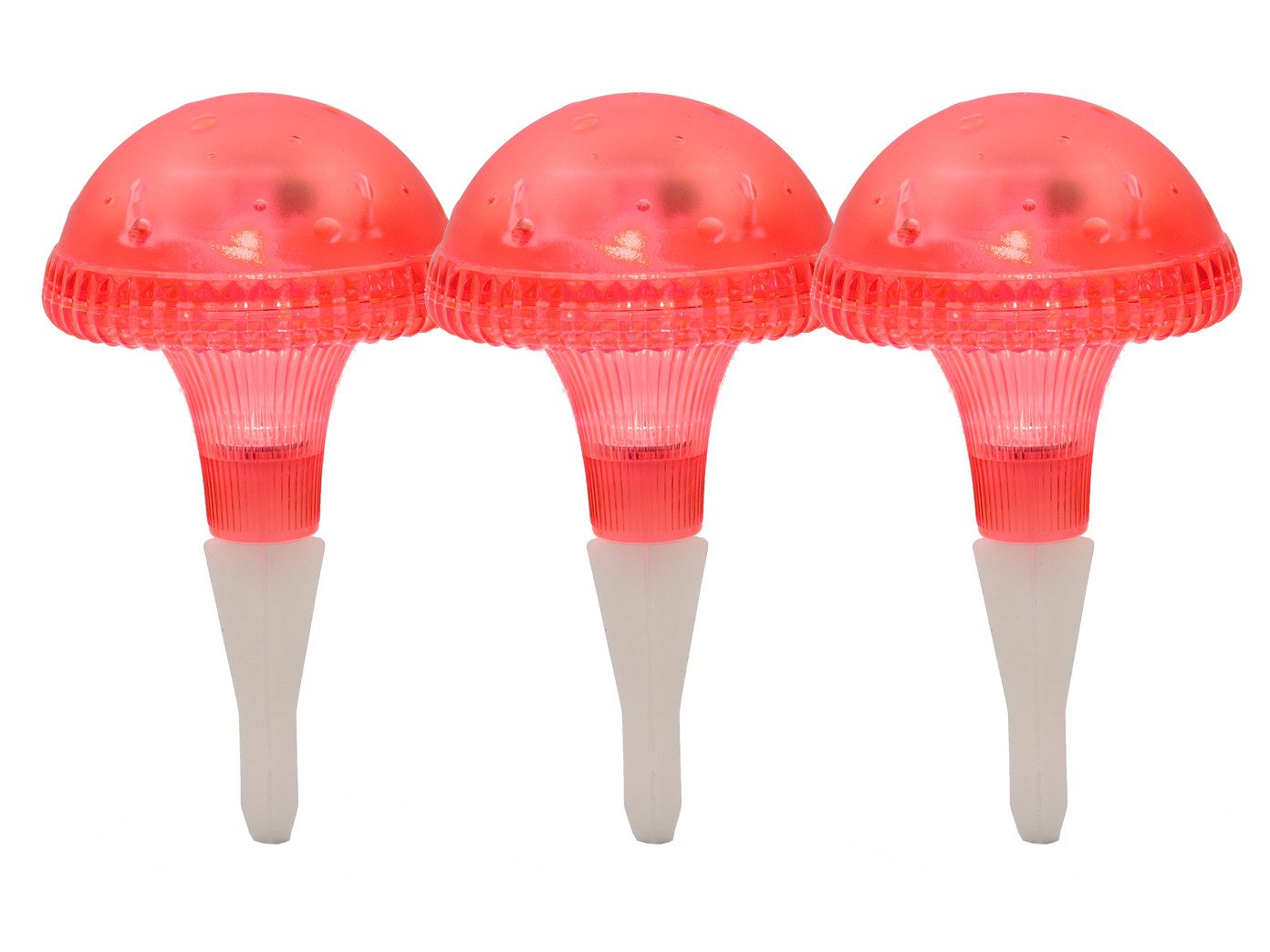 KONSTSMIDE LED Solarleuchte, Tageslichtsensor, LED fest integriert, 3er SET Solarbeleuchtung Garten, Deko Solarlichter Rot, Höhe 27,5cm