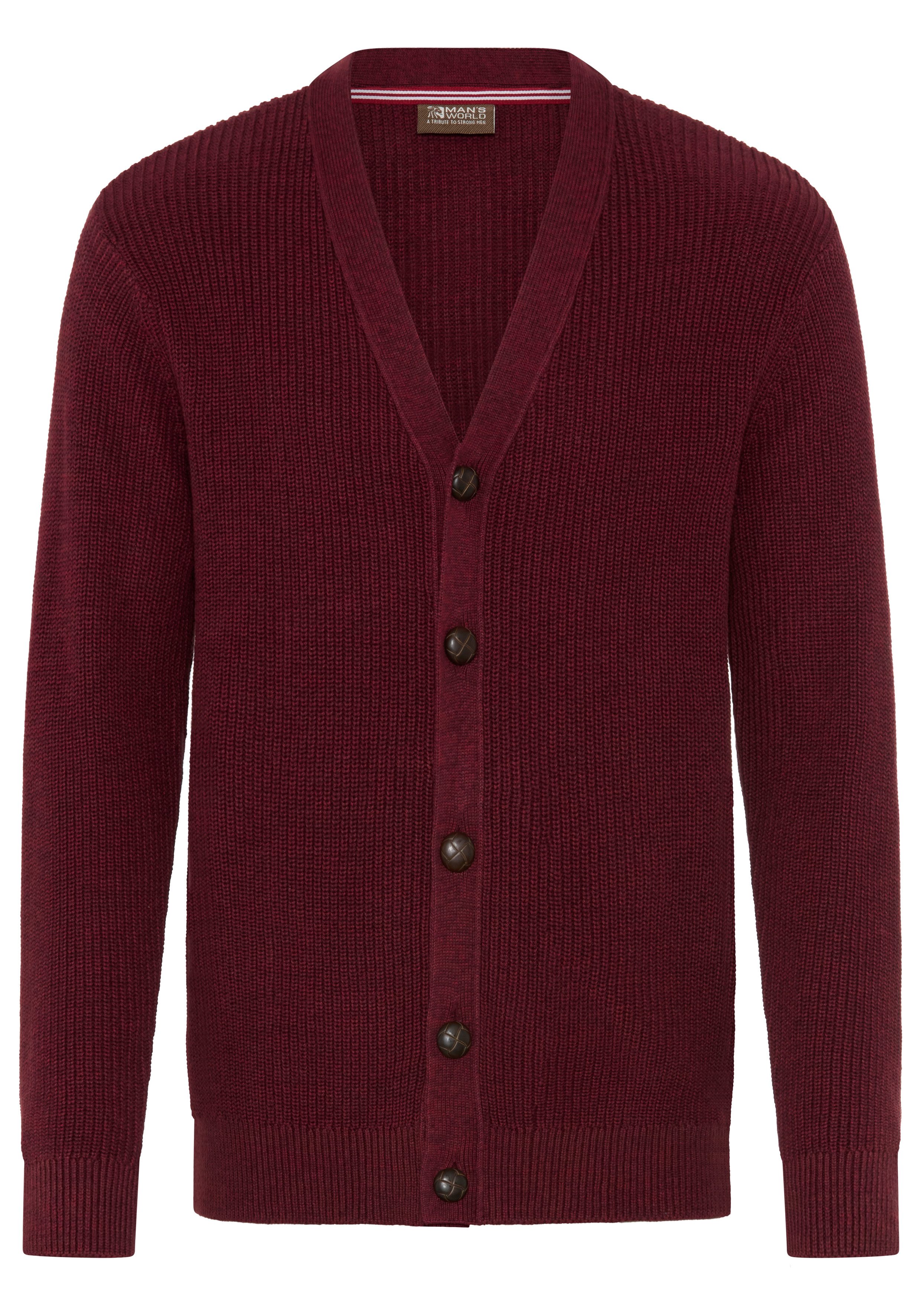 Man's World Strickjacke Neue Kollektion! Highlight Rippenqualität Regular fit, mit melierter Optik, mit Knopfleiste, Langarm