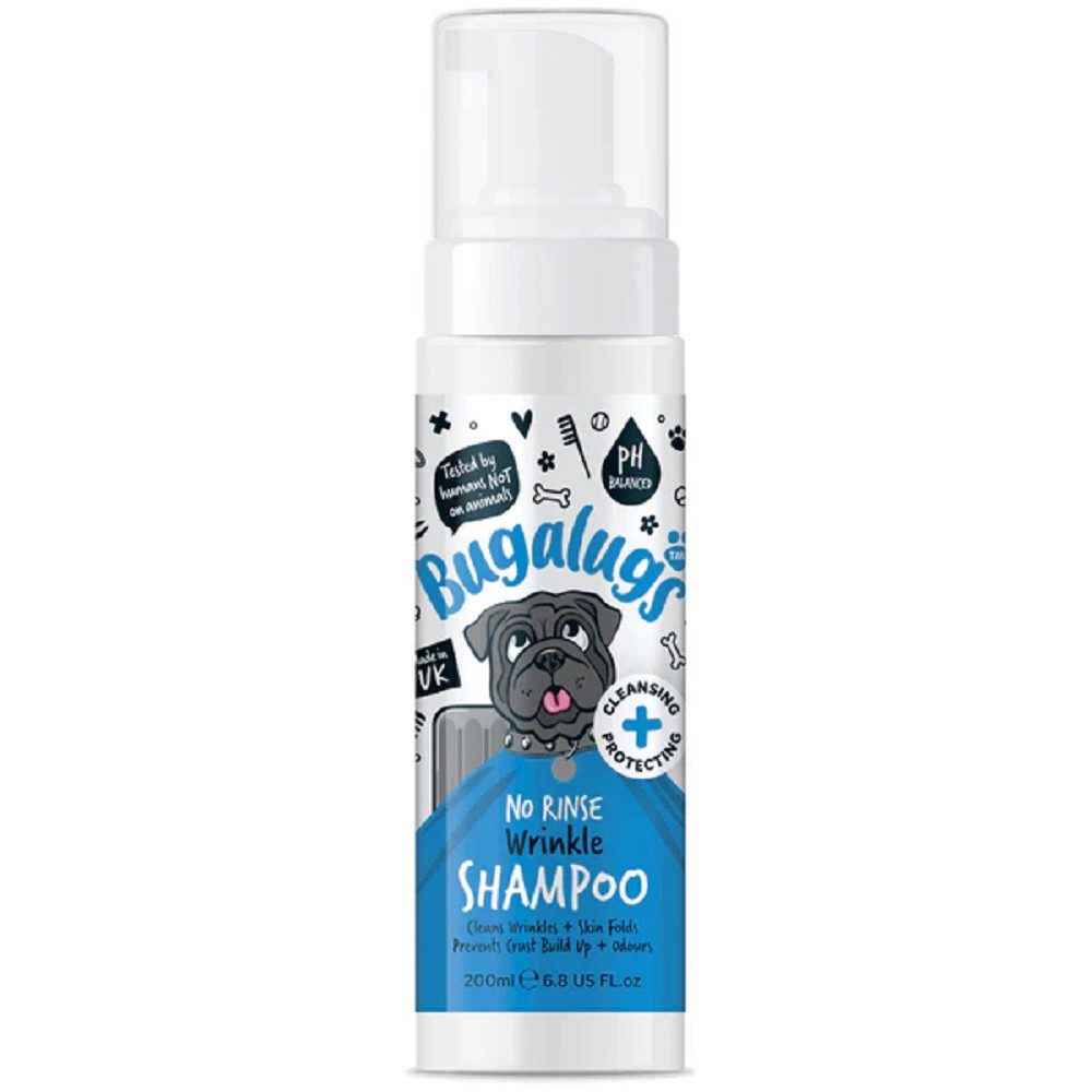 Fellpflege Bugalugs Faltenpflege Trockenshampoo für Hunde – No Rinse Wrinkle
