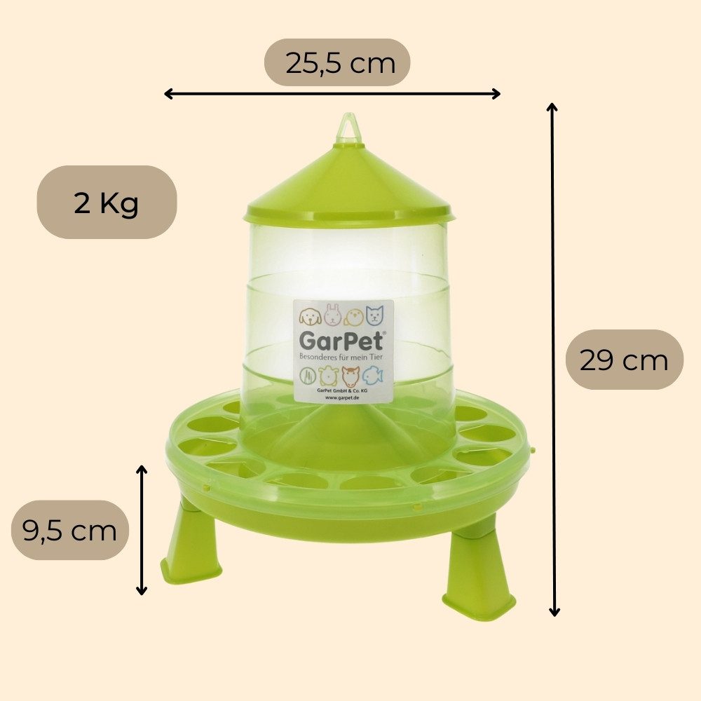 GarPet Futterspender 2er Set Futterautomat Hühner mit Füßen Hühnerfutter Automat Geflügel